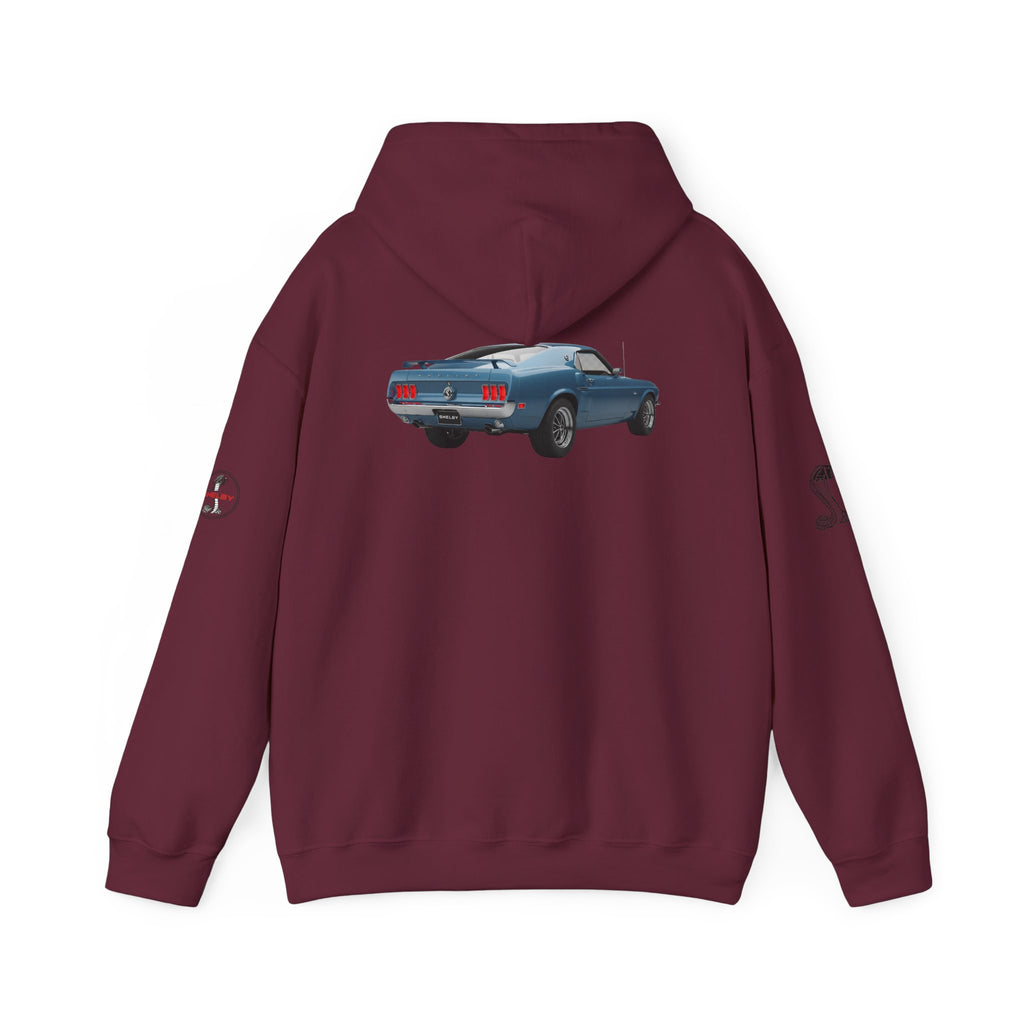 Classic Mustang Hoodie  Vintage Blue Pony Car Pullover