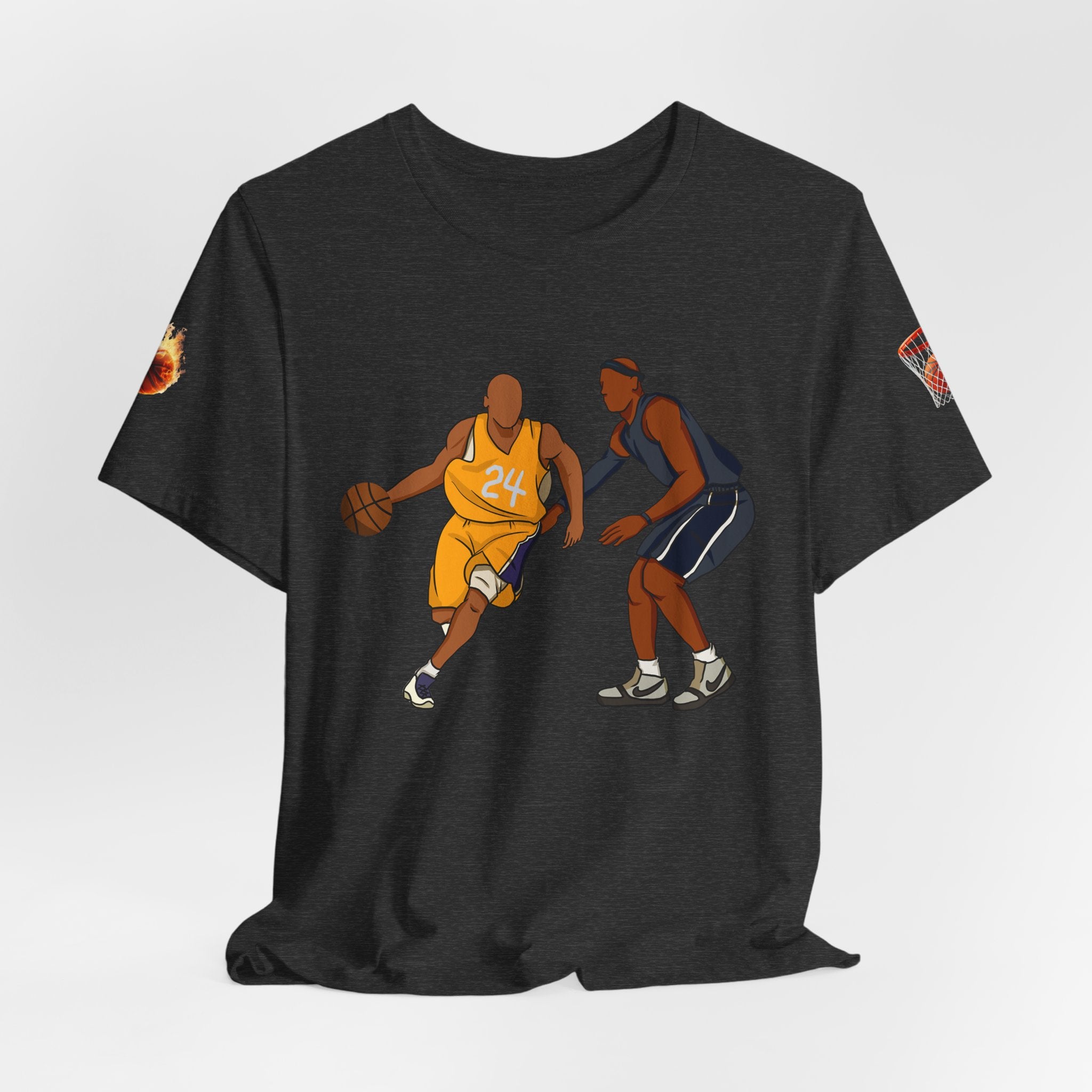 Basketball Players Tee Dribble Defender Court Illustration
