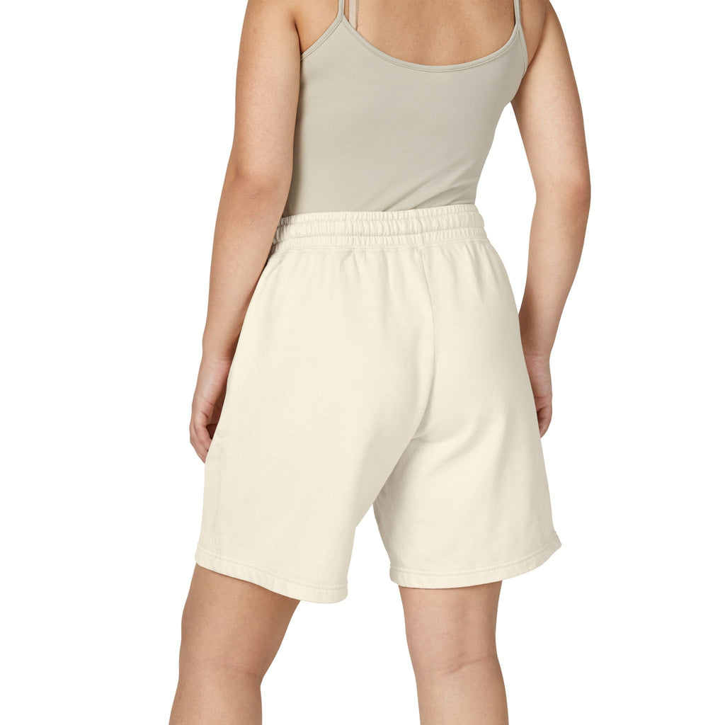 Fleece Sweat Shorts  Cream Lightweight Lounge Shorts with Purple NY Logo