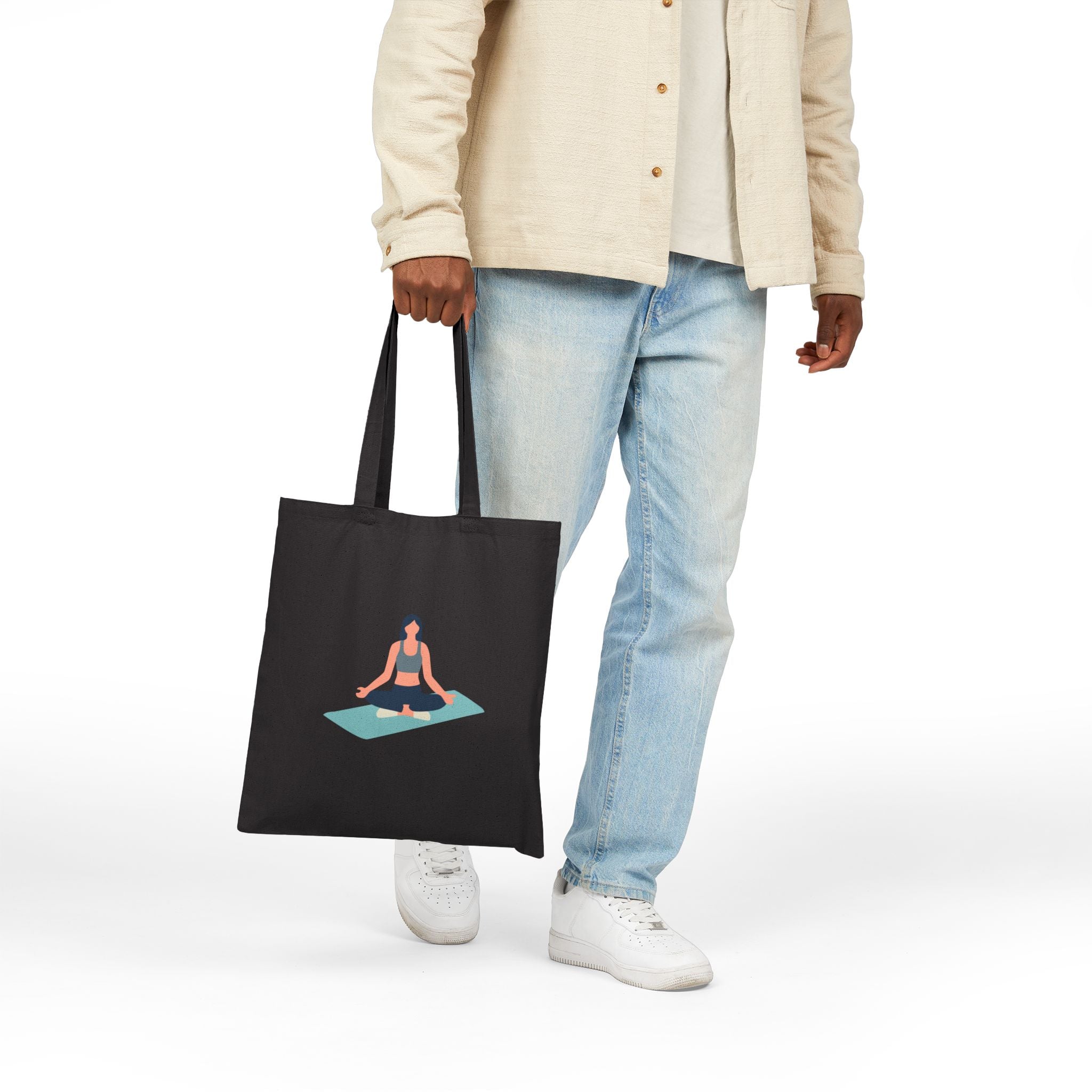 Yoga Lotus Tote Bag  Canvas Meditation Beach Grocery Tote