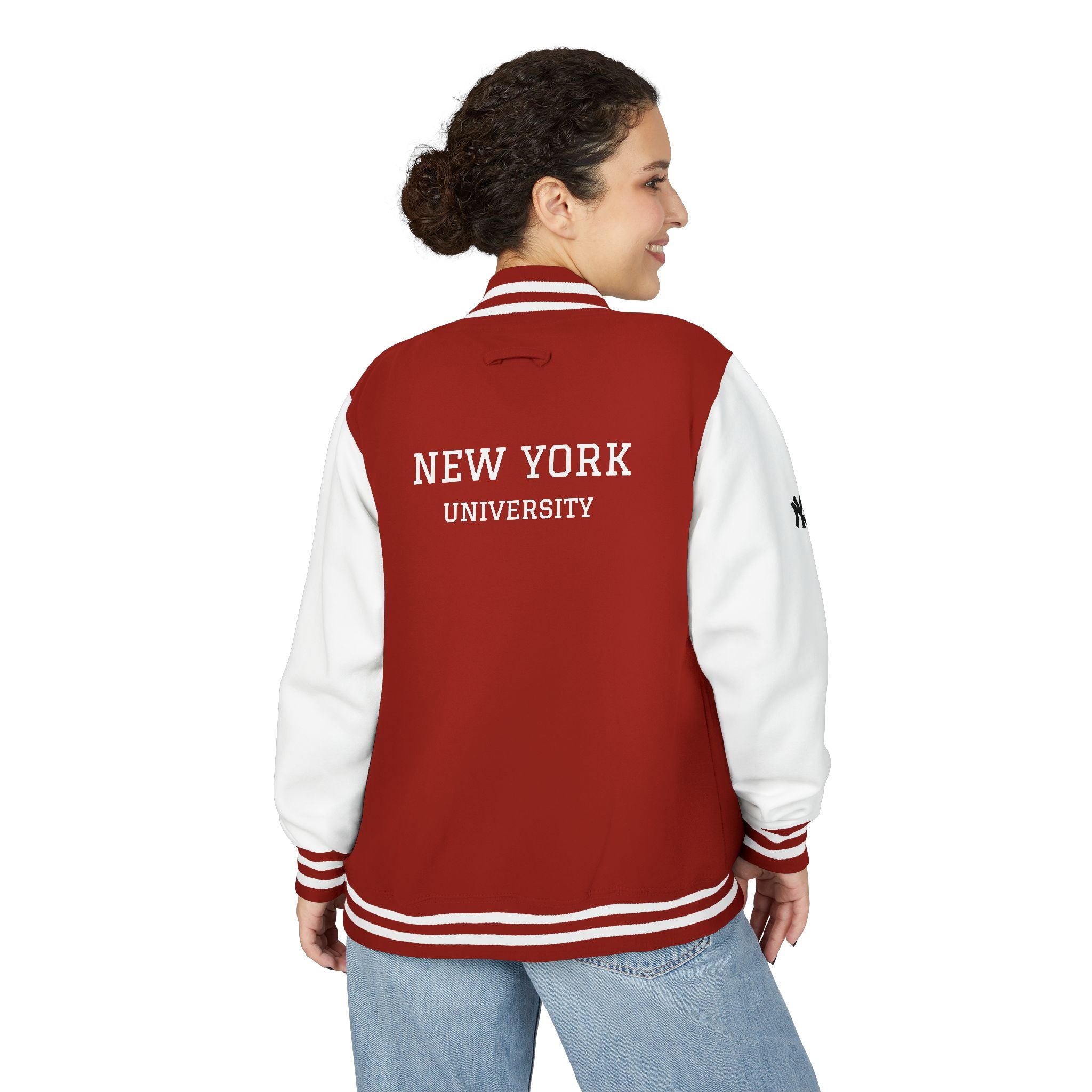 New York Letterman Jacket Varsity Style Red & White Baseball Jacket