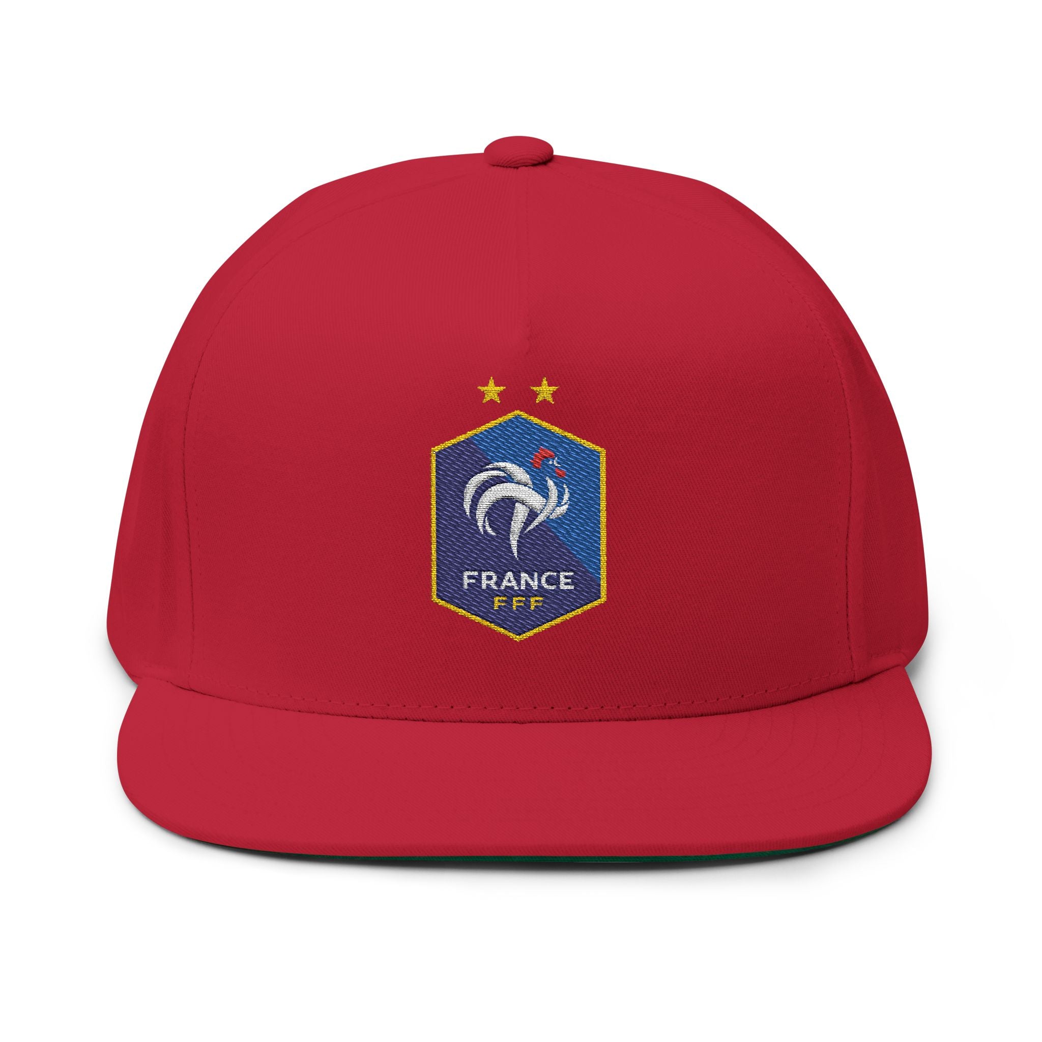 France Embroidered Flat Bill Cap Crest Snapback Hat