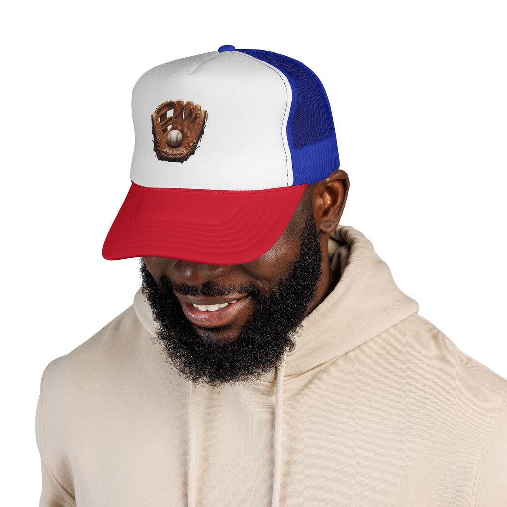 Baseball Glove Trucker Cap  Vintage Glove & Ball Mesh Hat