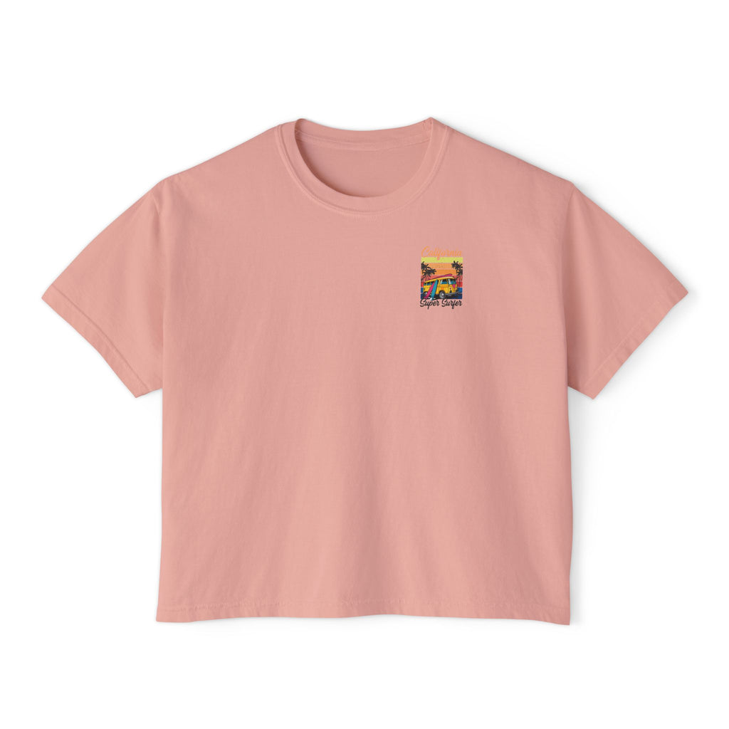Los Angeles Sunset Women's Boxy Tee  Retro Palm Tree City Graphic