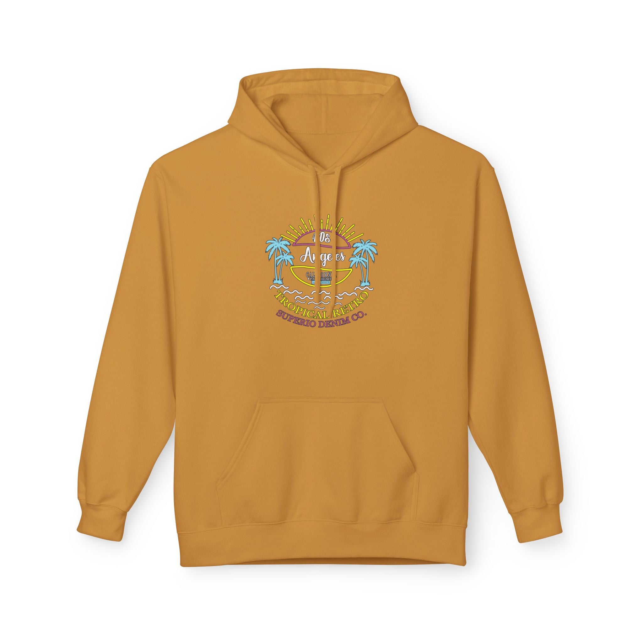 Surf Vibes Hoodie Coastal Palms & Sunset Graphic