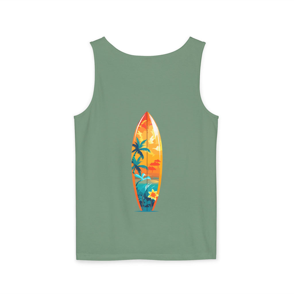 California Paradise Palm Tank Top Retro Beach Sunset Graphic