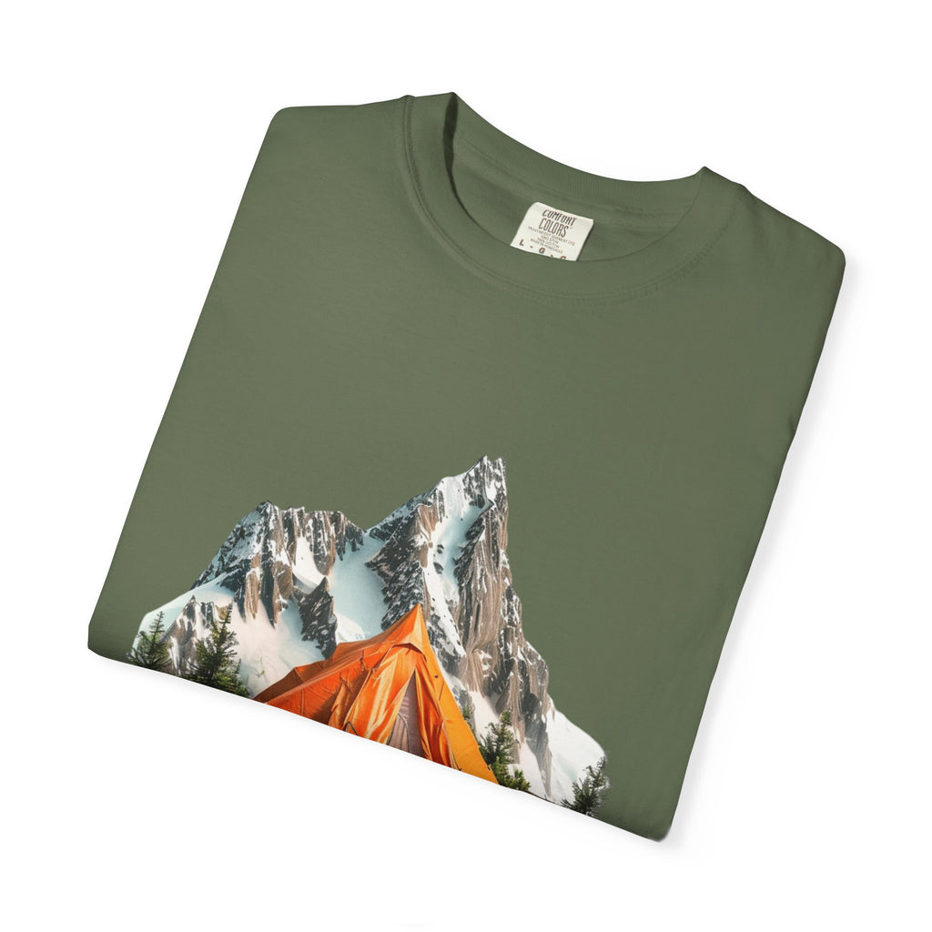 Mountain Camping Tent T-Shirt  Orange Tent Campsite Graphic
