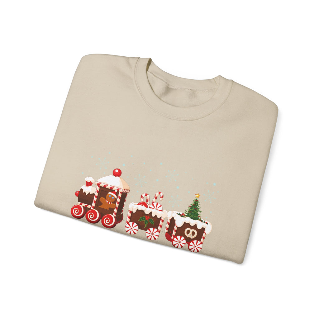 Gingerbread Train crewneck sweatshirt | Merry Christmas back print