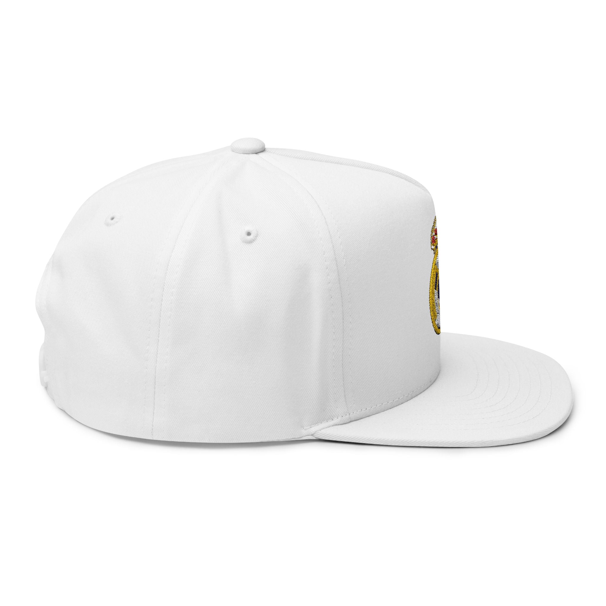 Embroidered Flat Bill Cap  Real Madrid Crest Snapback