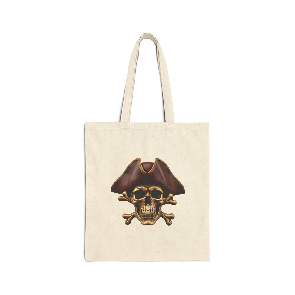 Pirate Skull & Anchor Canvas Tote Bag — Nautical Pirate Beach Shopping Tote
