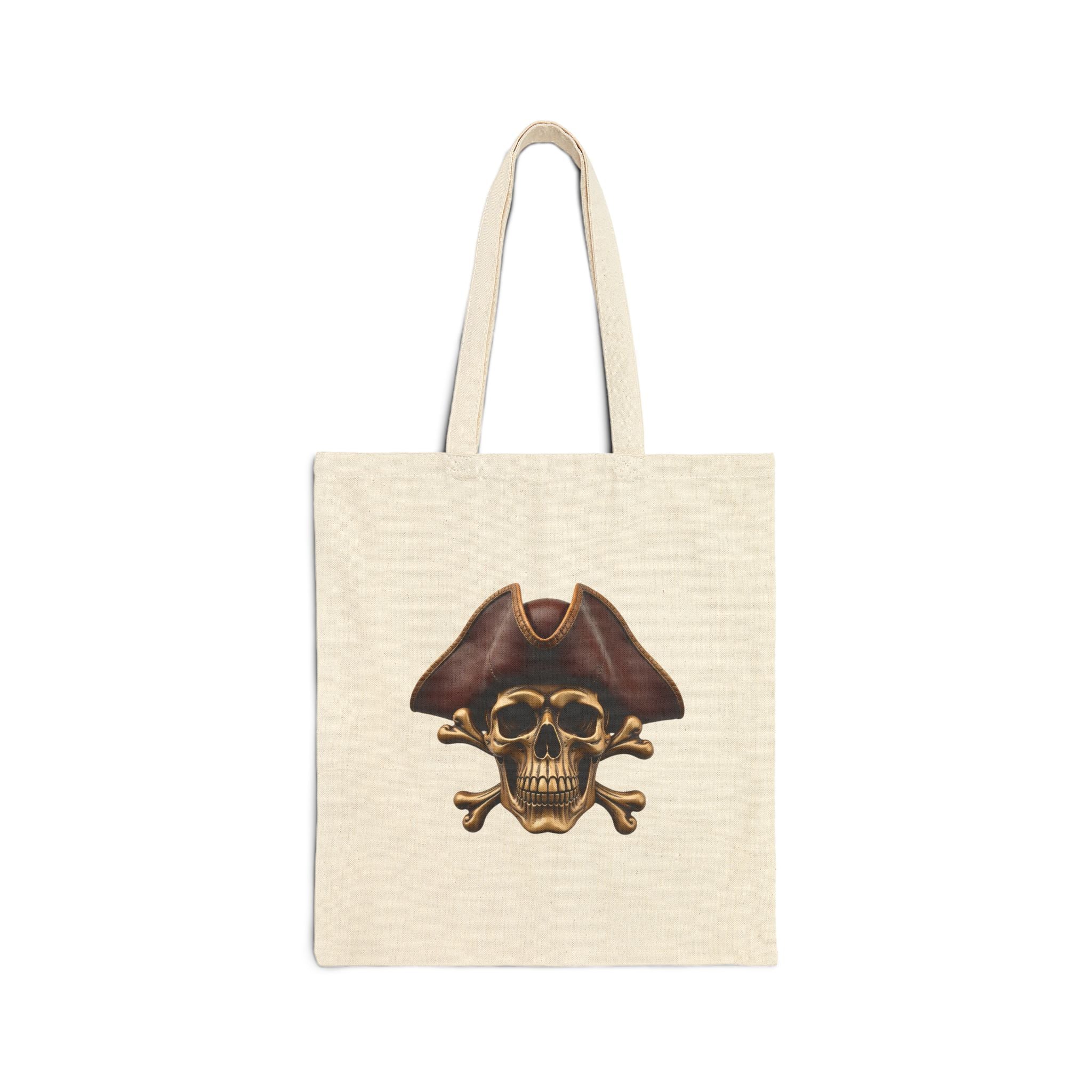 Pirate Skull & Anchor Canvas Tote Bag — Nautical Pirate Beach Shopping Tote