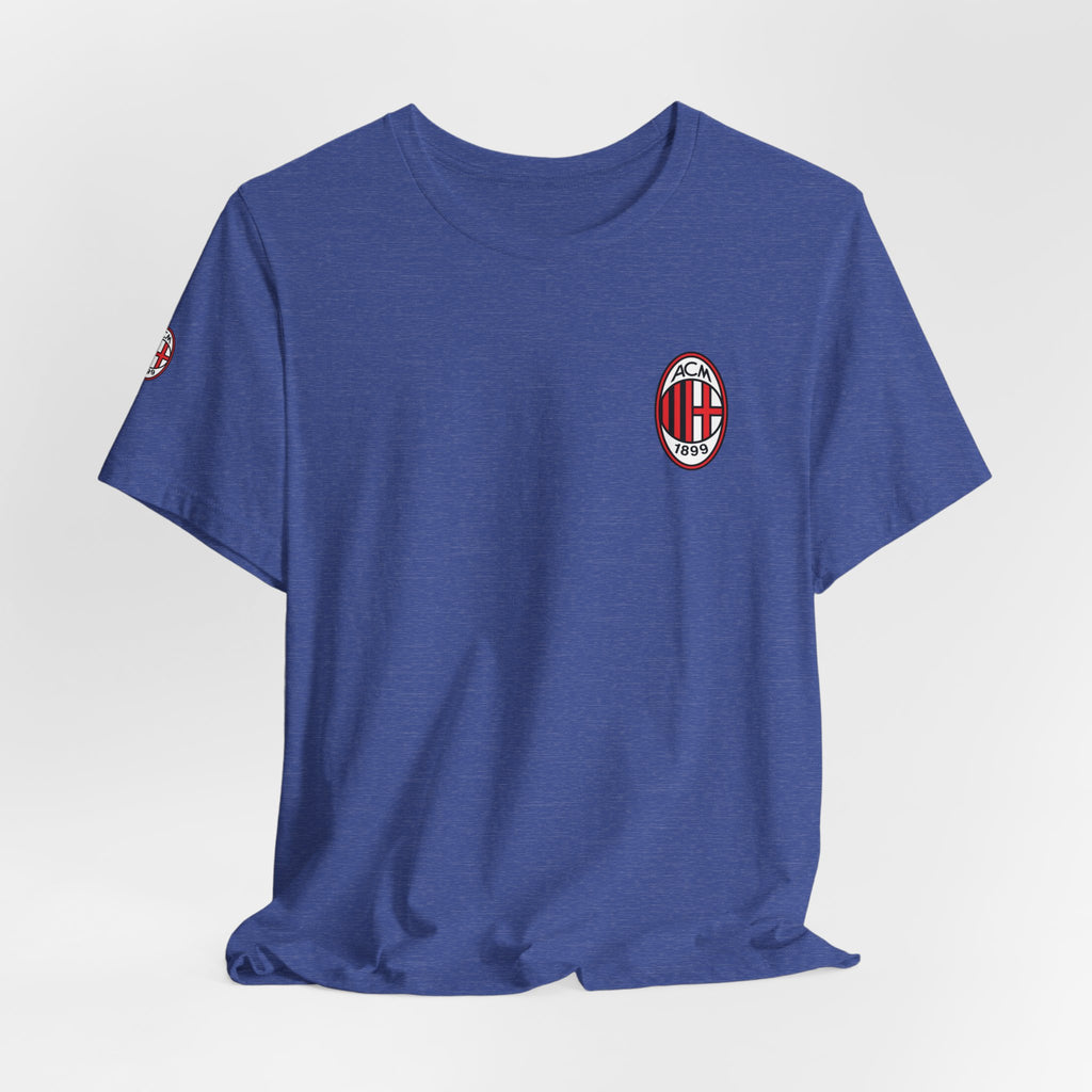 AC Milan Crest T-Shirt Minimal Soccer Tee with 'AC Milan' Back Print