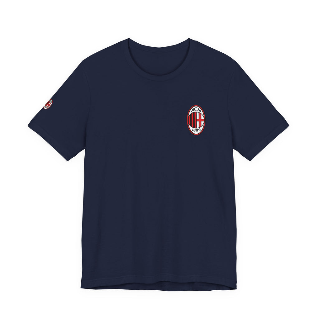 AC Milan Crest T-Shirt Minimal Soccer Tee with 'AC Milan' Back Print