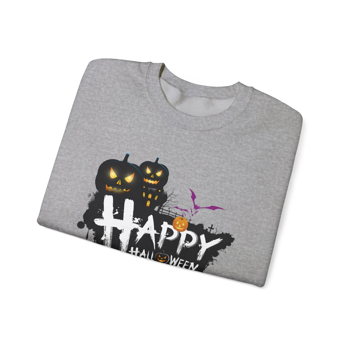 Halloween Pumpkin Crewneck Sweatshirt — "Happy Halloween" Graphic