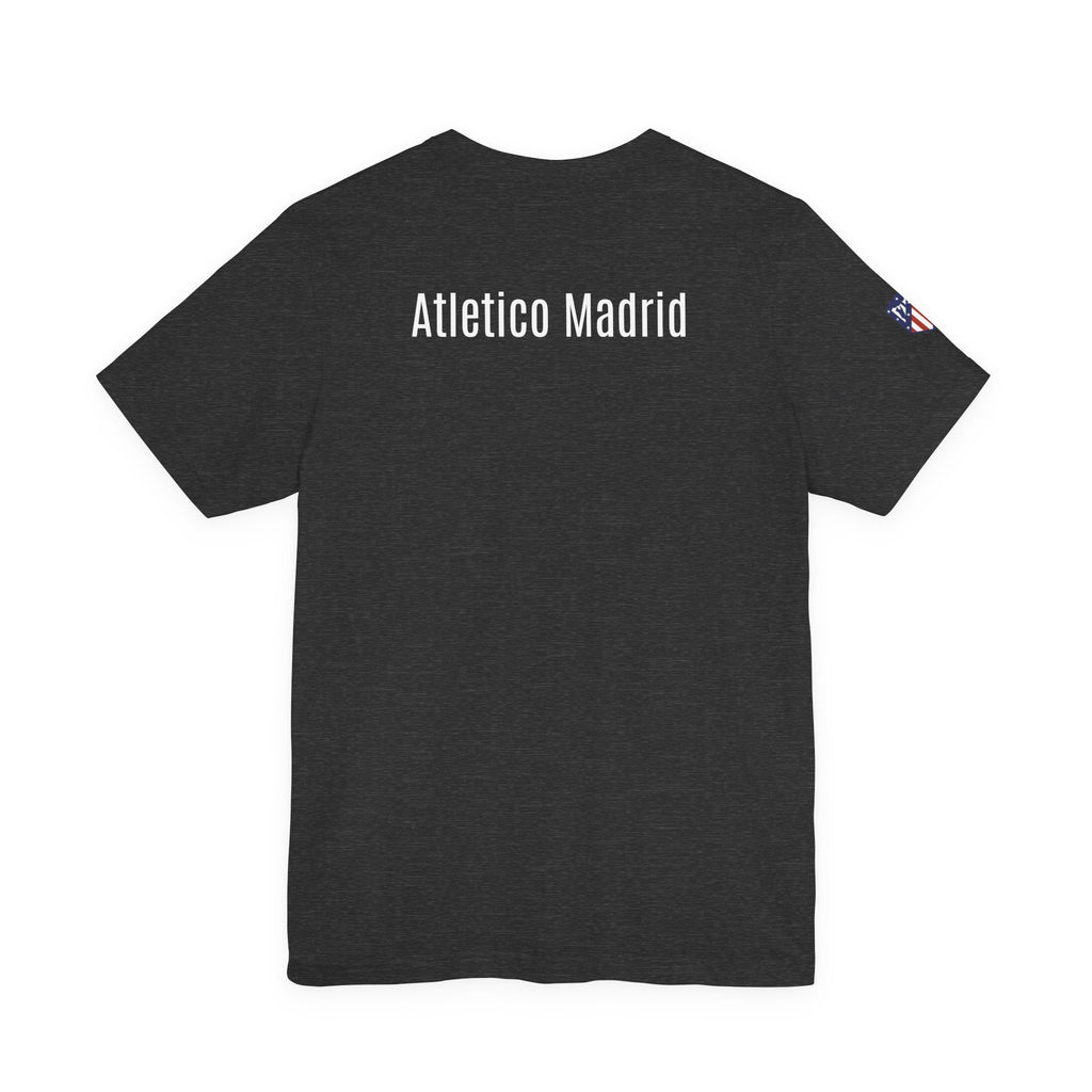 Atletico Madrid Shield T-Shirt Front Chest & Sleeve Logo Soccer Tee