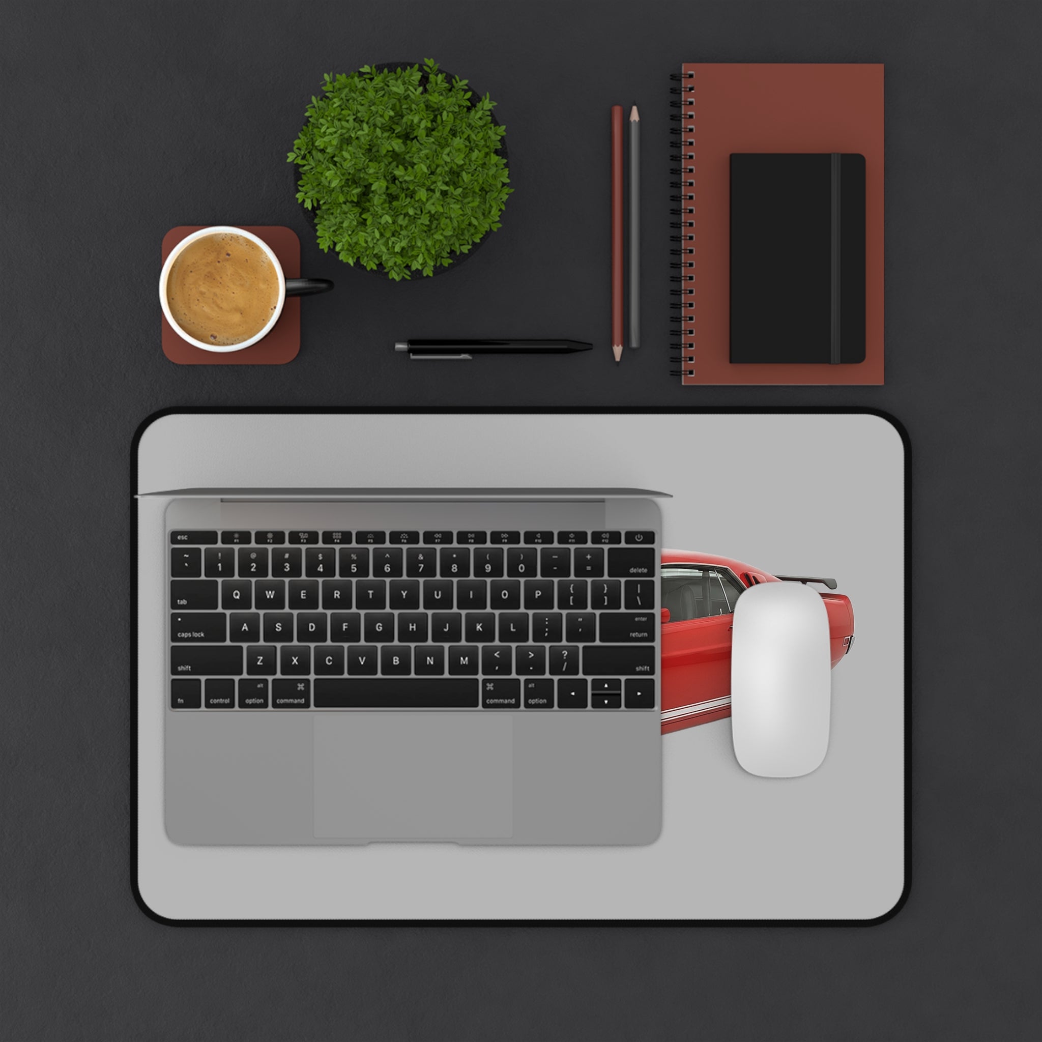 Classic Red Mustang Desk Mat — Vintage Muscle Car Mouse Pad