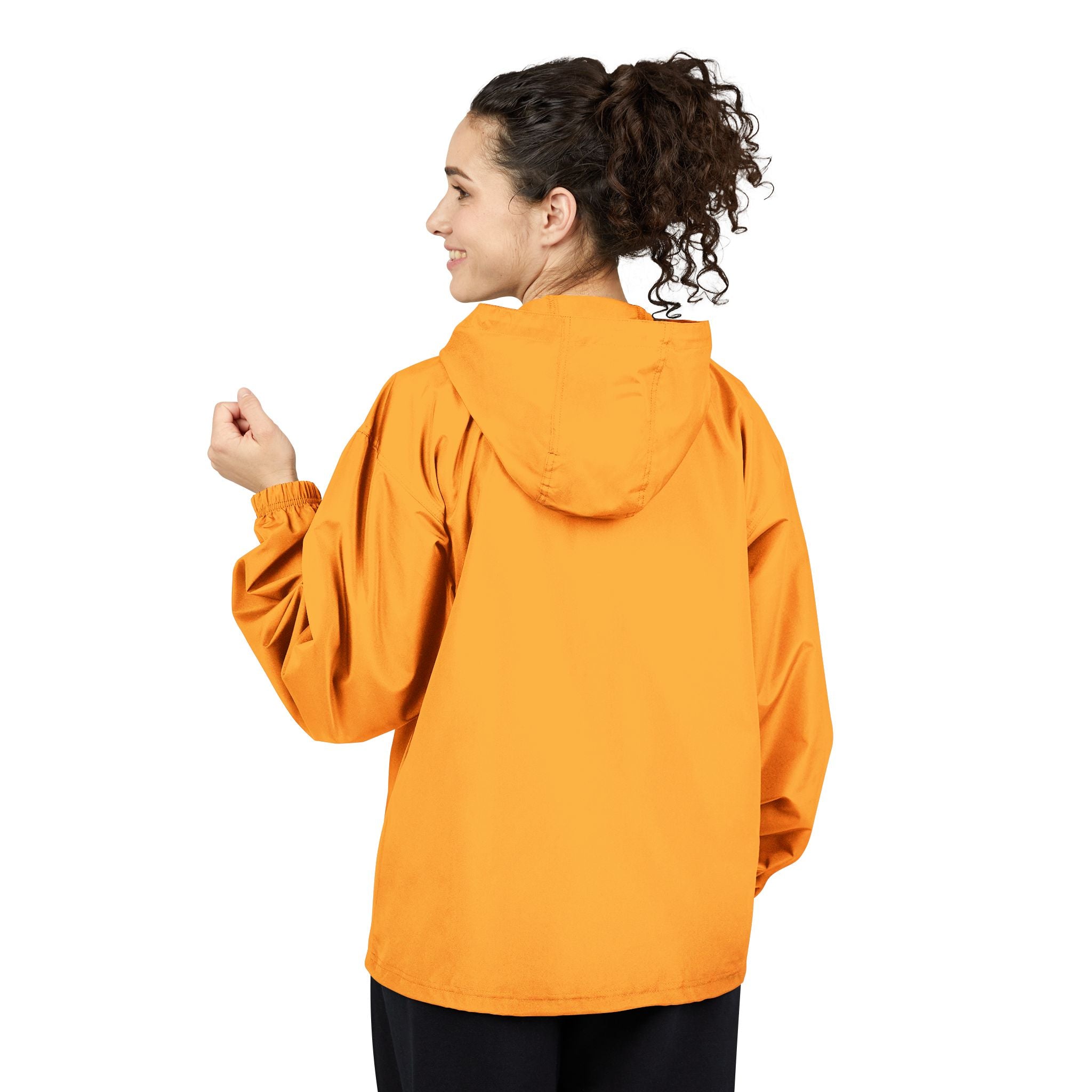 Orange Packable Anorak Jacket  Lightweight Windbreaker with Hood