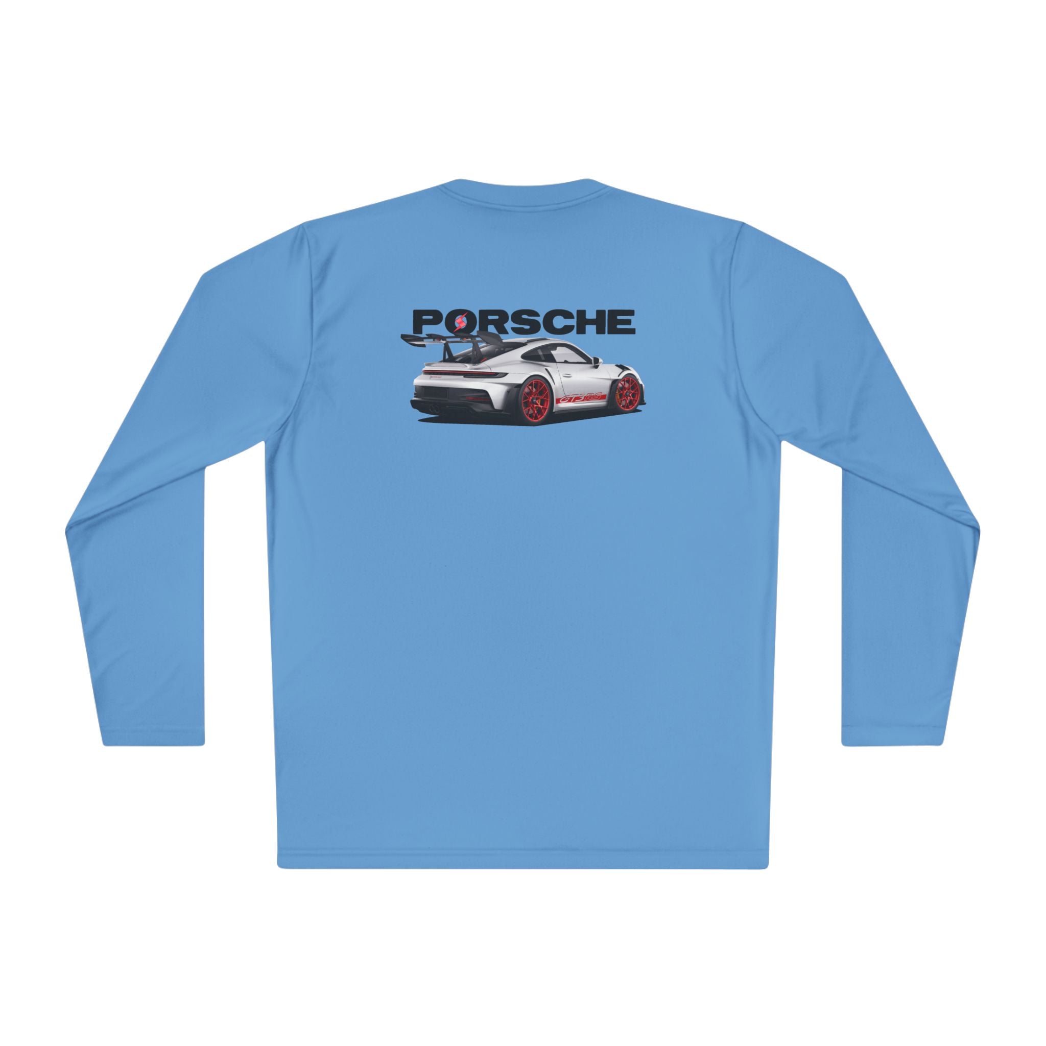 Porsche Racing Graphic Long Sleeve Tee Sports Car Crest and Rear View Print