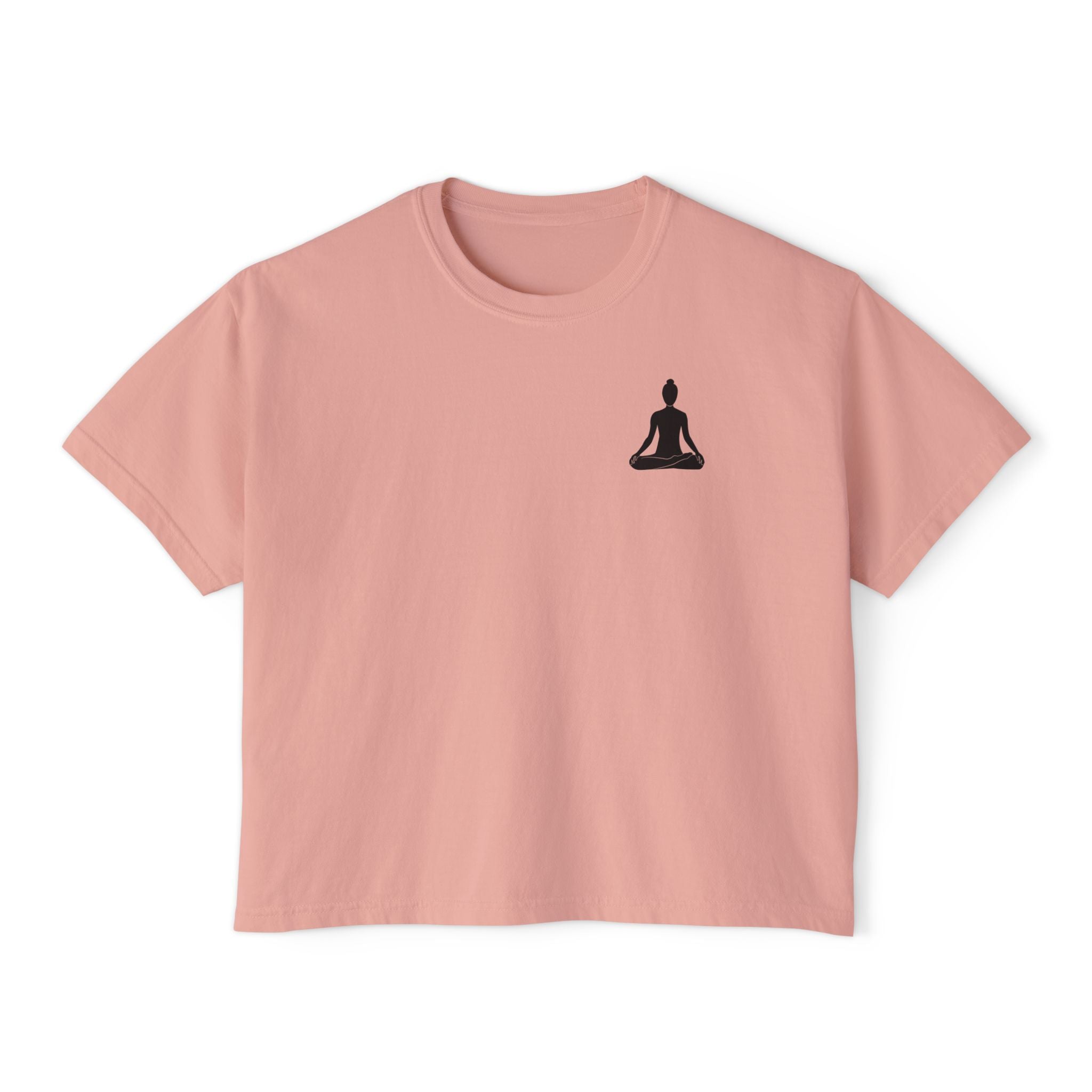 Women's Boxy Tee - 'Time For Yoga' Minimal Yoga Silhouette T-Shirt