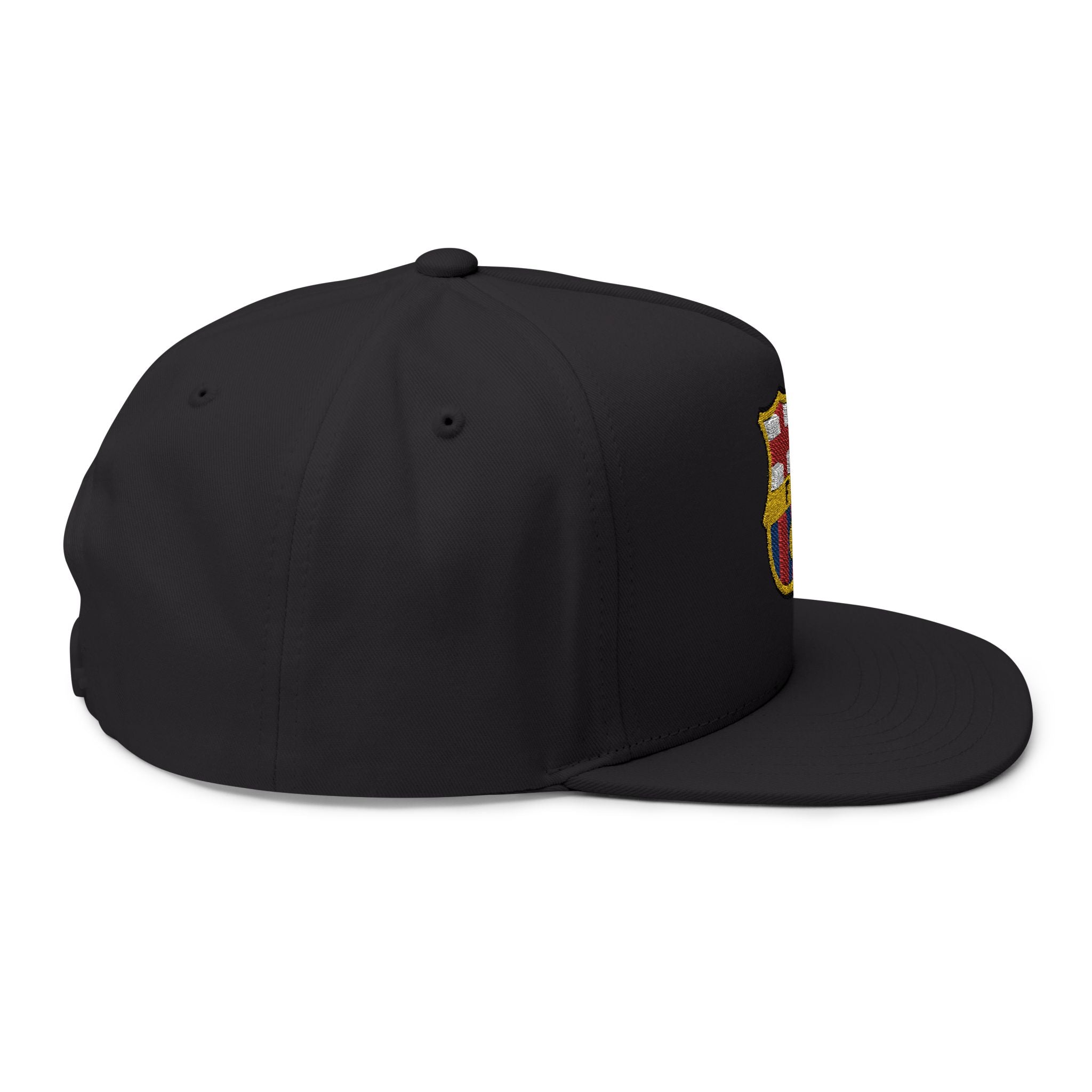 Embroidered Football Crest Flat Bill Cap  Snapback Soccer Hat