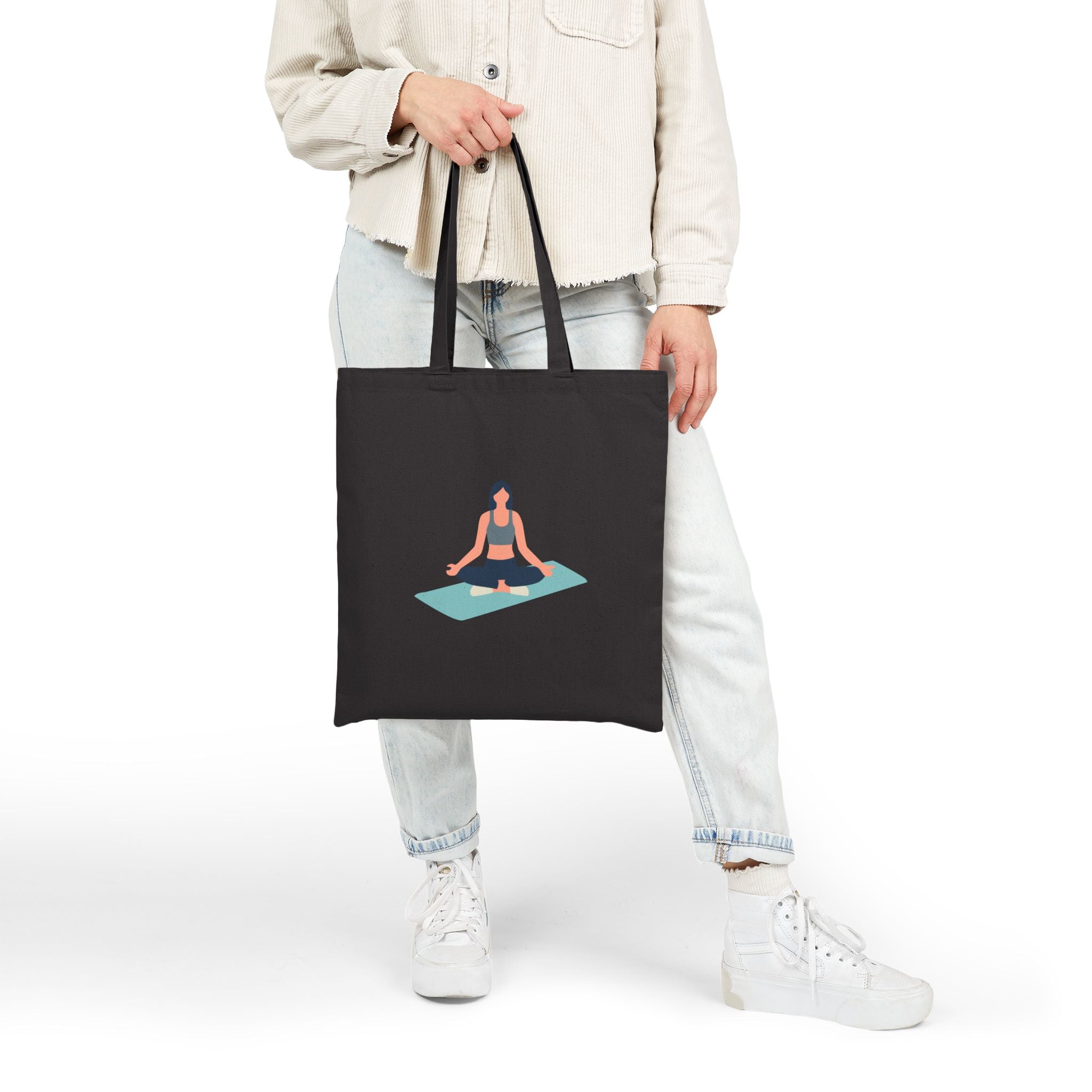Yoga Lotus Tote Bag  Canvas Meditation Beach Grocery Tote