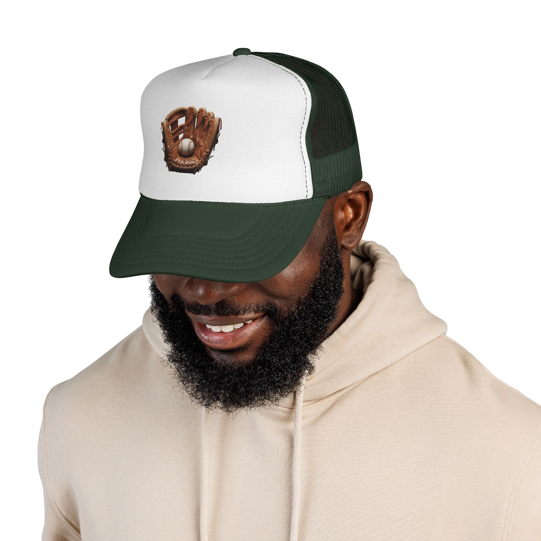 Baseball Glove Trucker Cap  Vintage Glove & Ball Mesh Hat