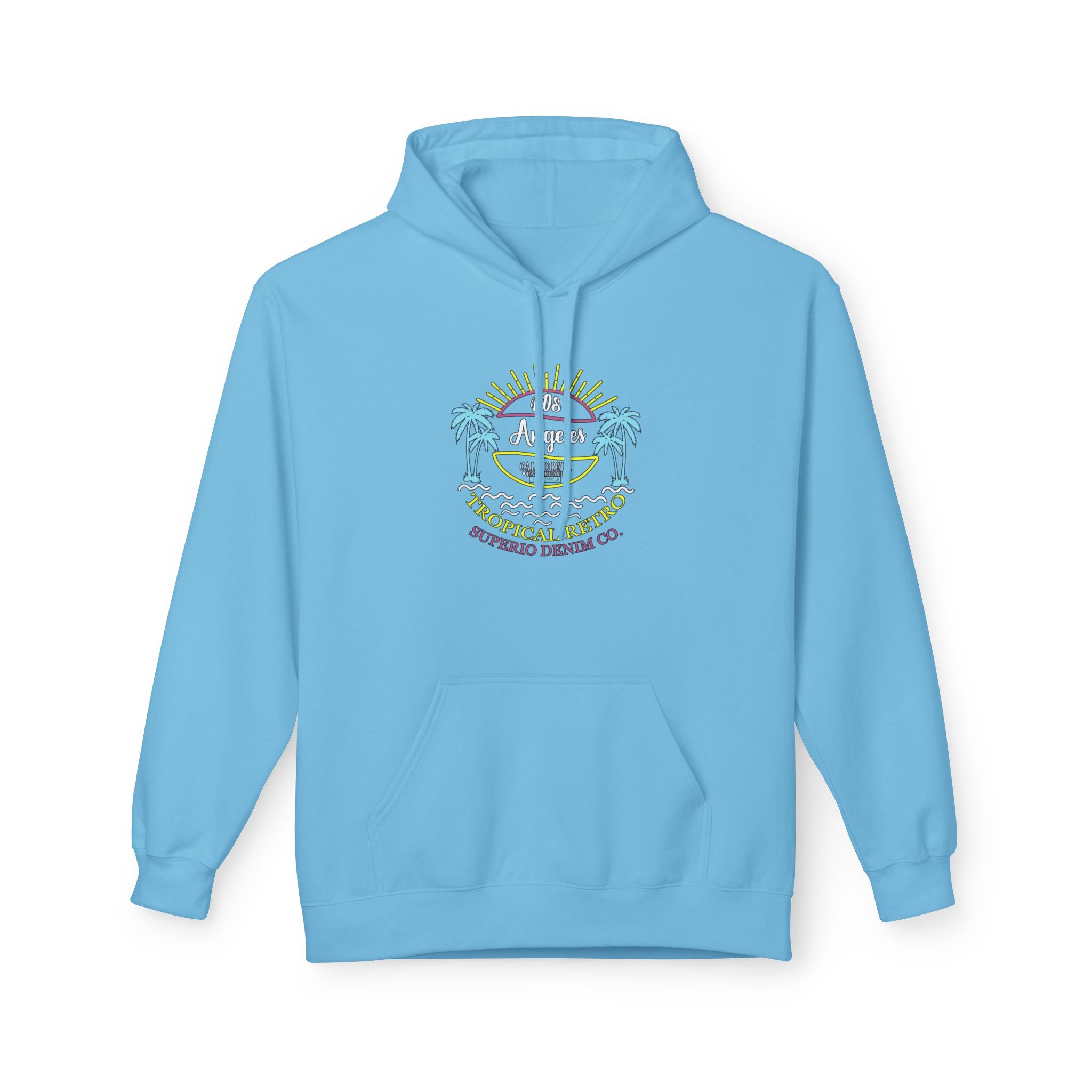 Surf Vibes Hoodie Coastal Palms & Sunset Graphic