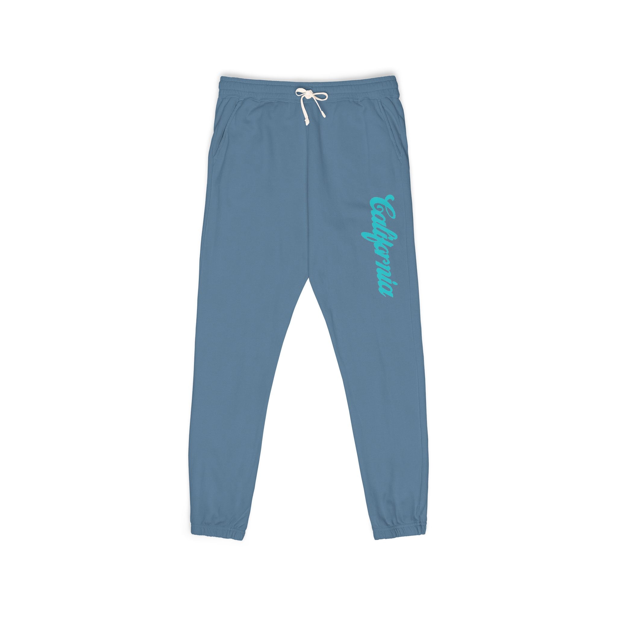 Fleece Sweatpants with Teal 'Endurance' Script Lightweight Garment-Dyed Joggers