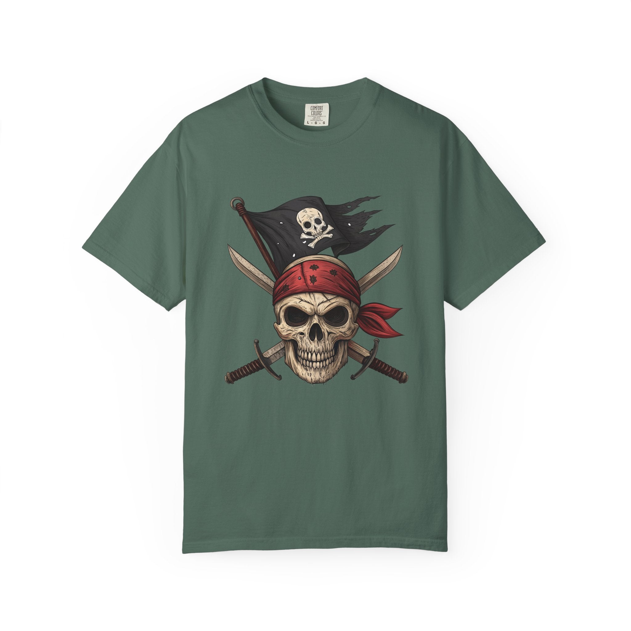 Pirate Skull T-Shirt Jolly Roger Bandana Graphic Tee