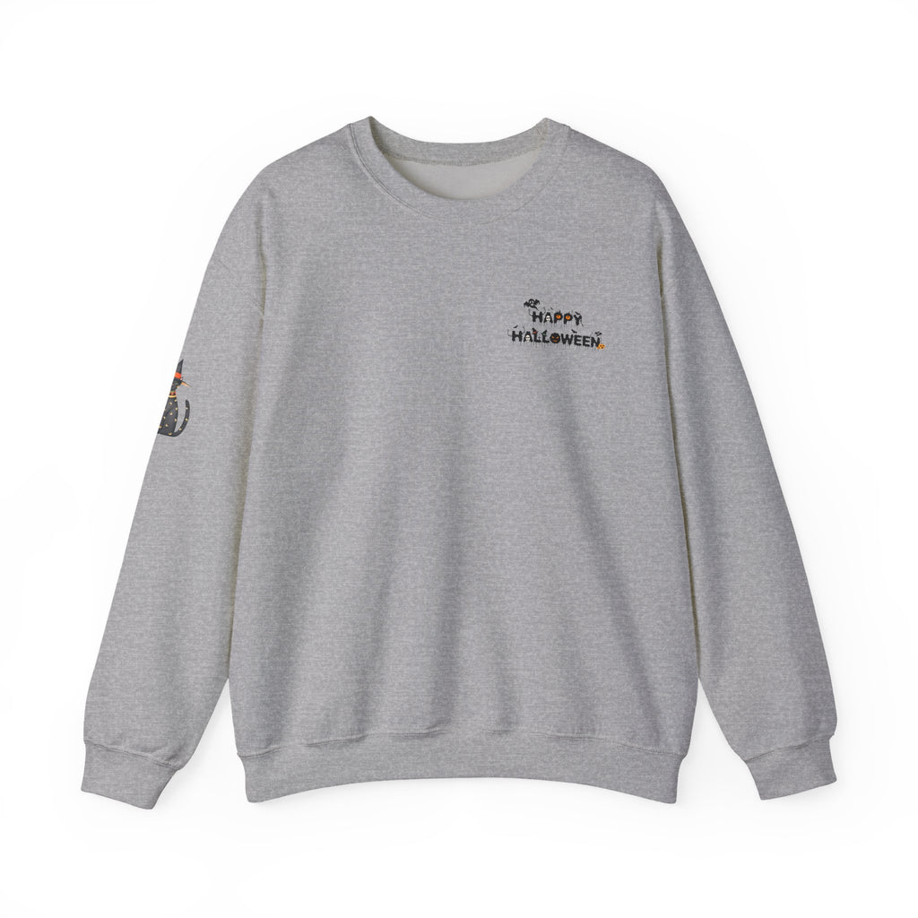 Halloween Candy Crewneck Sweatshirt — 'Happy Halloween' Jack-o'-Lantern & Candy Design