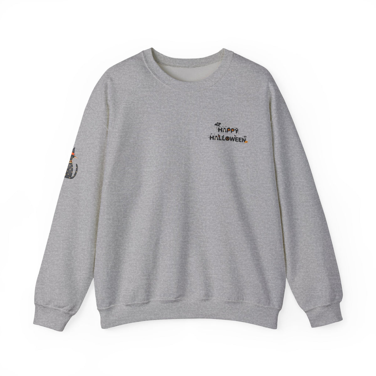 Halloween Candy Crewneck Sweatshirt — 'Happy Halloween' Jack-o'-Lantern & Candy Design