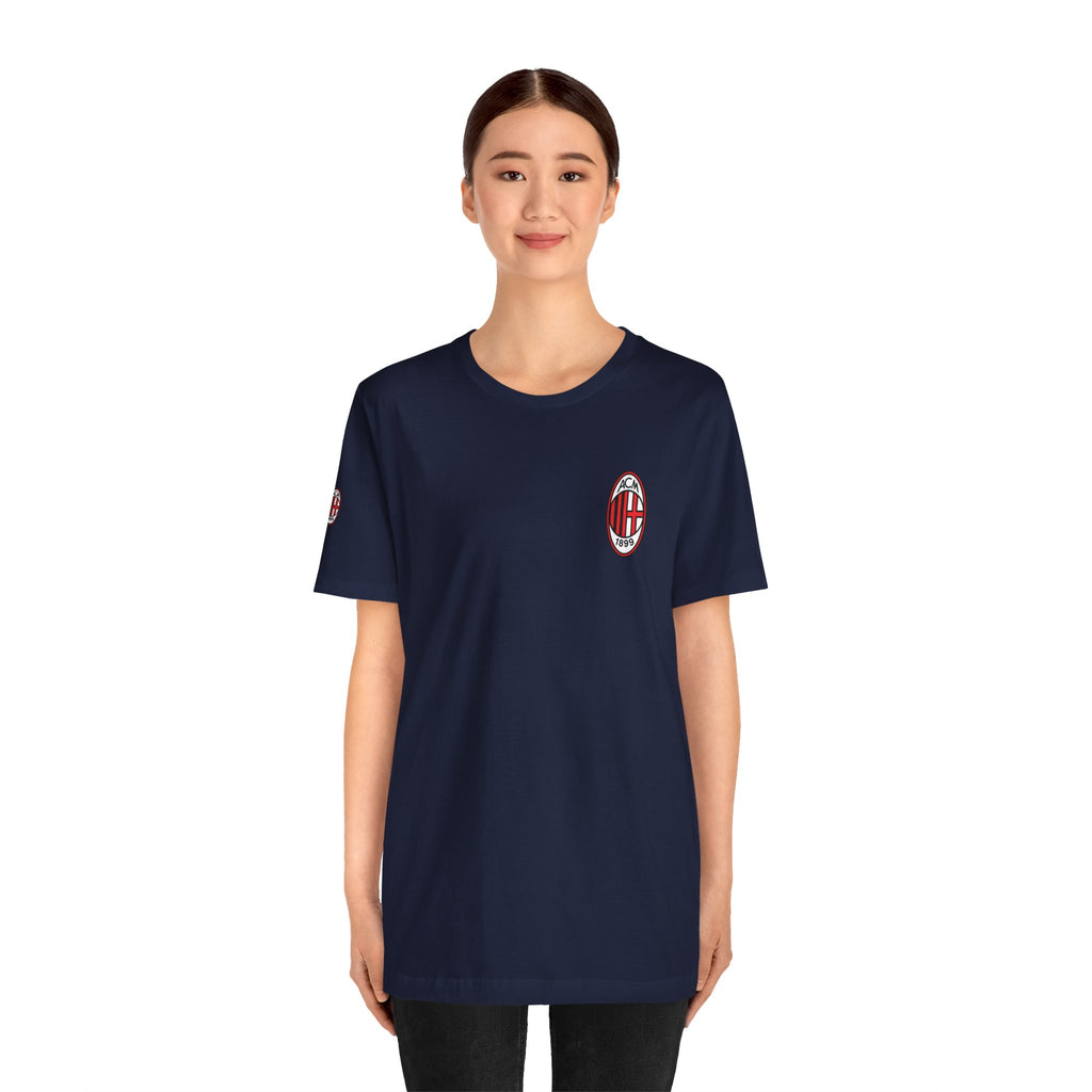 AC Milan Crest T-Shirt Minimal Soccer Tee with 'AC Milan' Back Print