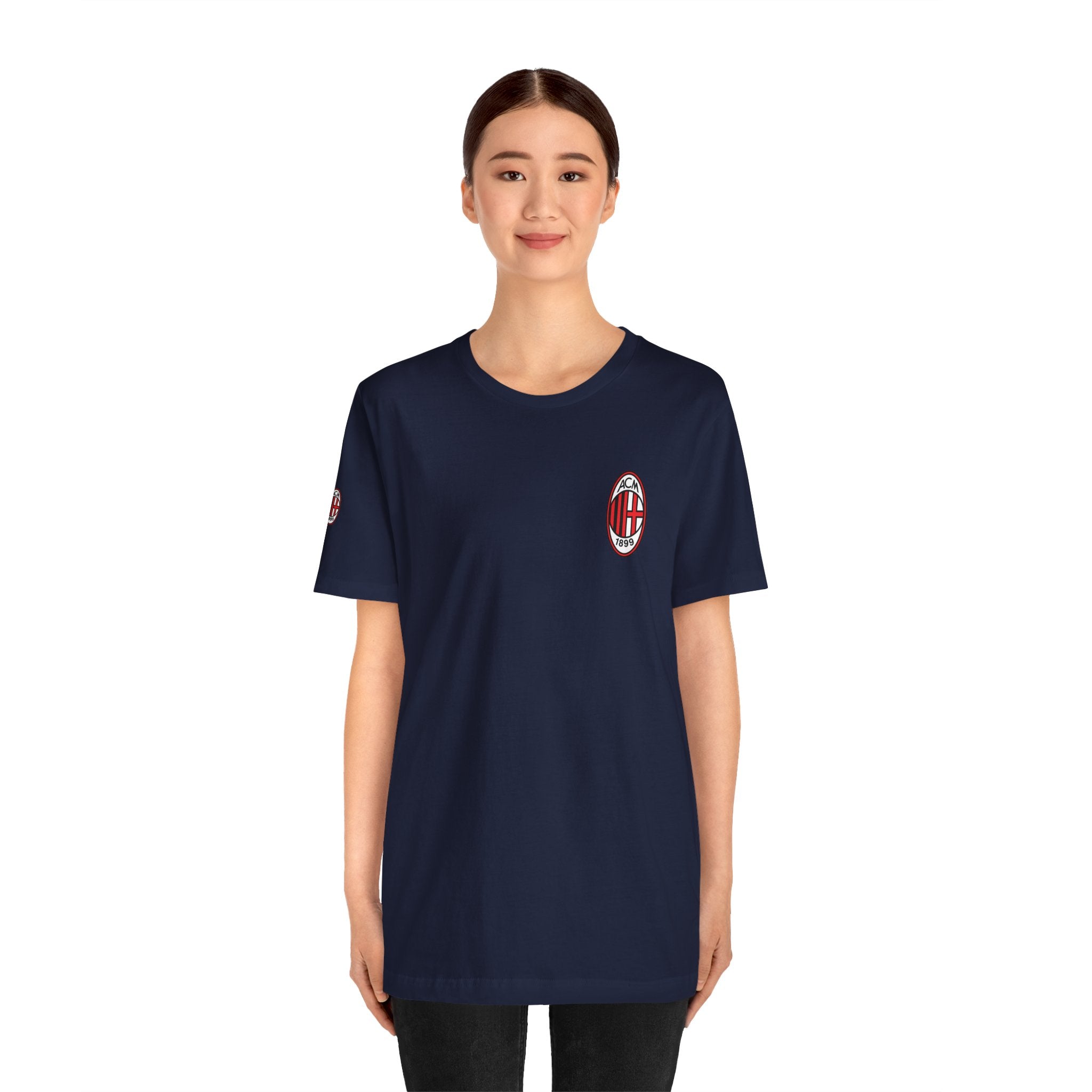 AC Milan Crest T-Shirt Minimal Soccer Tee with 'AC Milan' Back Print