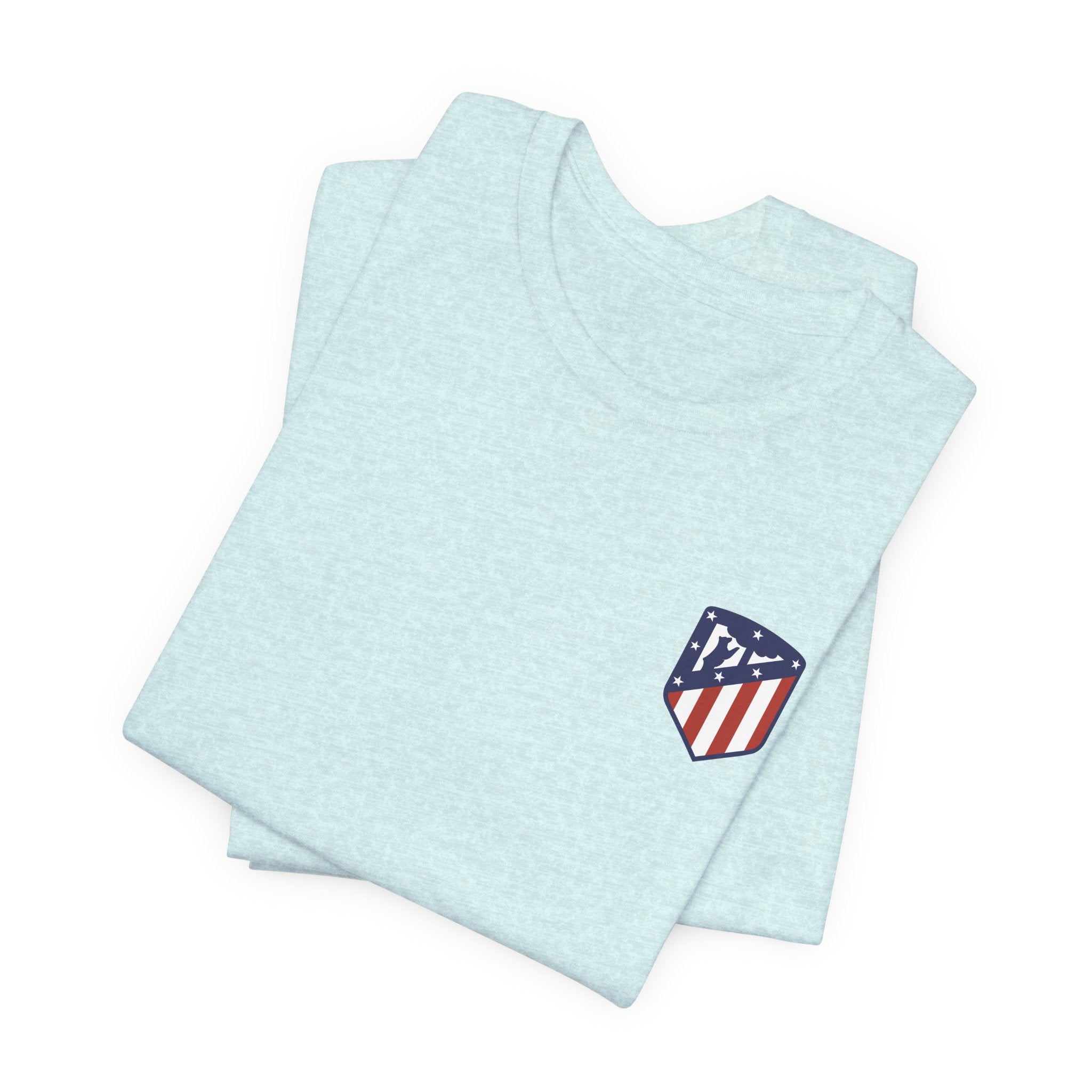 Atletico Madrid Shield T-Shirt Front Chest & Sleeve Logo Soccer Tee