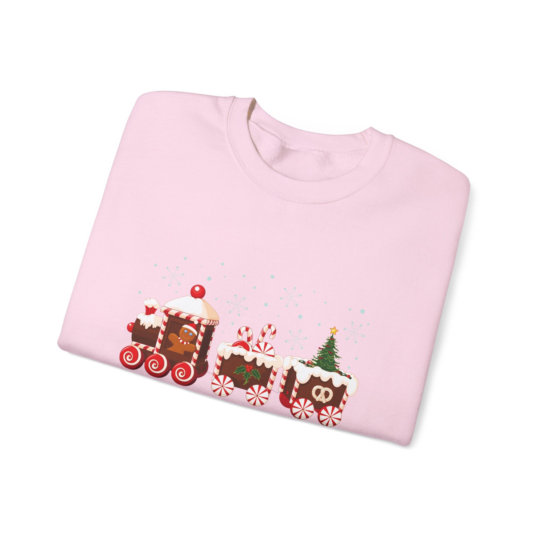 Gingerbread Train crewneck sweatshirt | Merry Christmas back print
