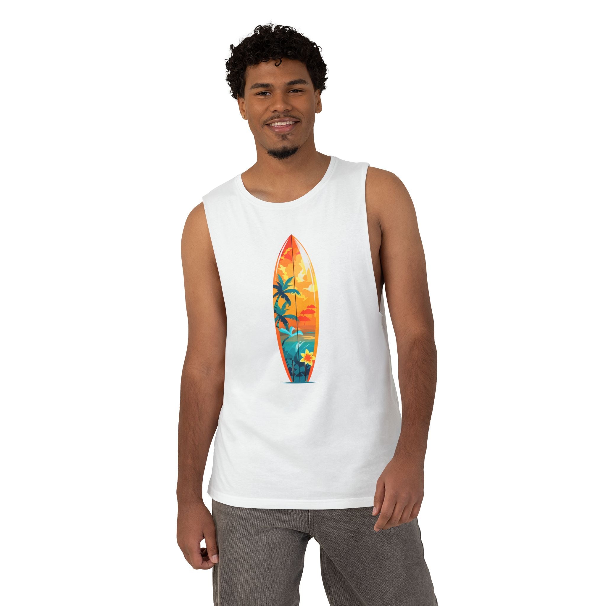 Surfboard Sunset Tank Top Los Angeles Beach Vibe Graphic Tank