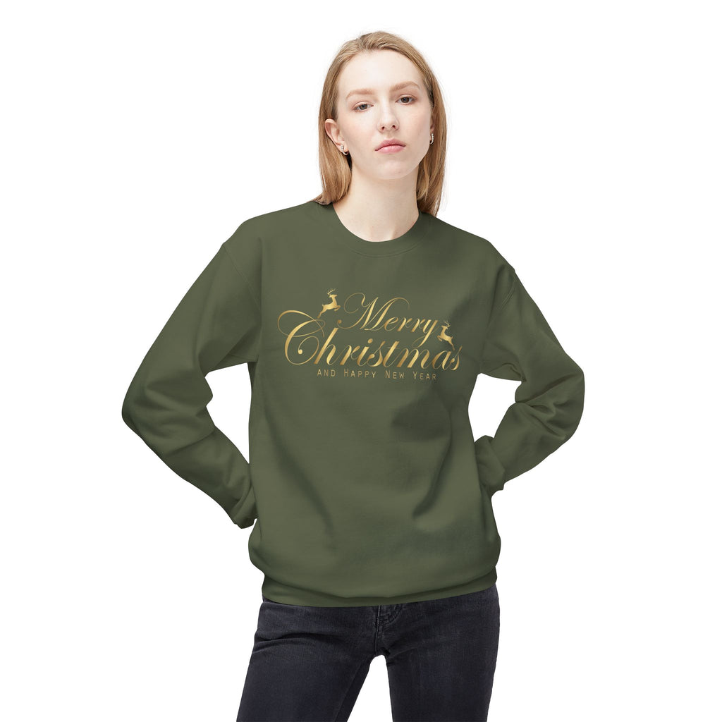 Merry Christmas gold script Sweatshirt Holiday Noel glitter lettering