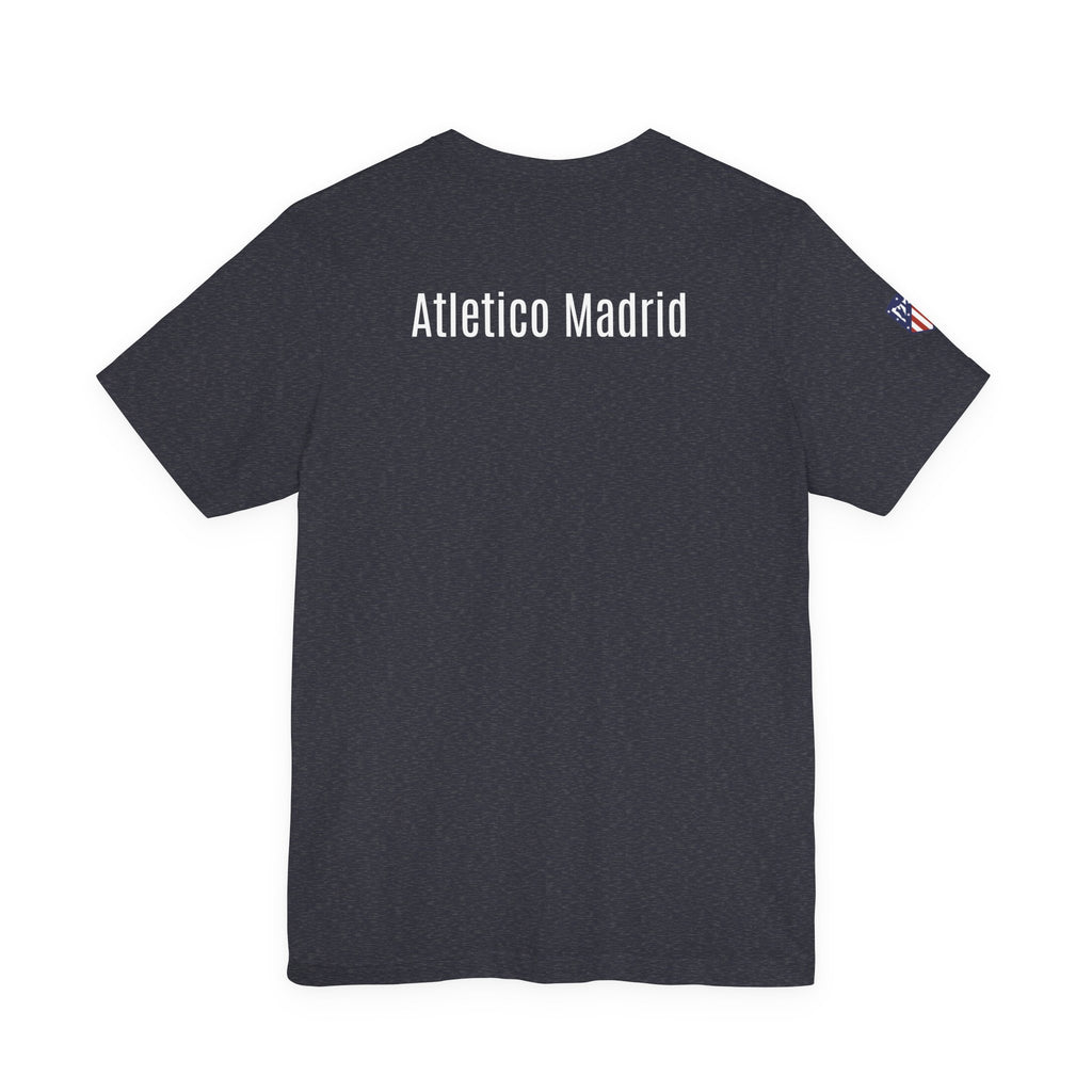 Atletico Madrid Shield T-Shirt Front Chest & Sleeve Logo Soccer Tee
