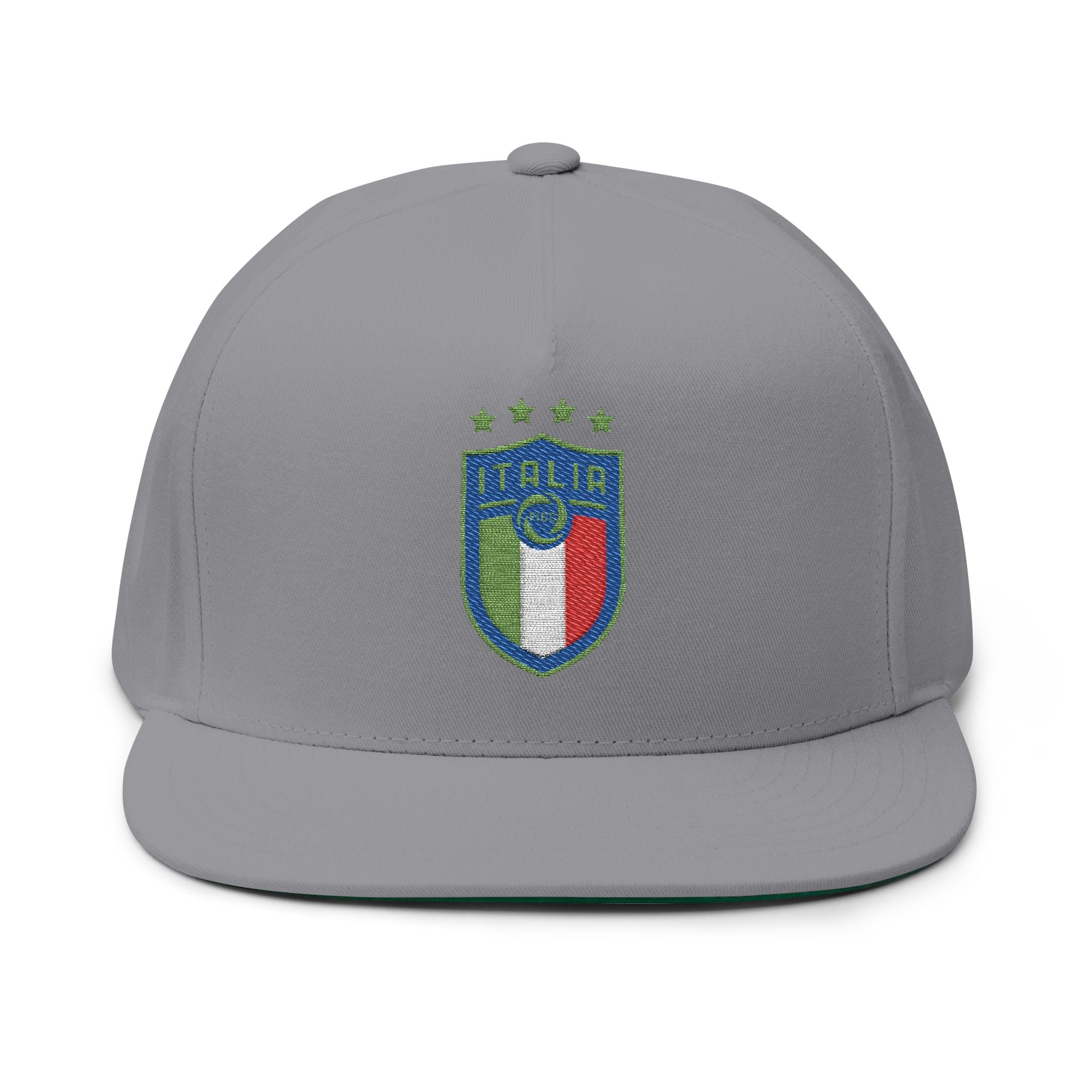 Italy Crest Embroidered Flat Bill Cap