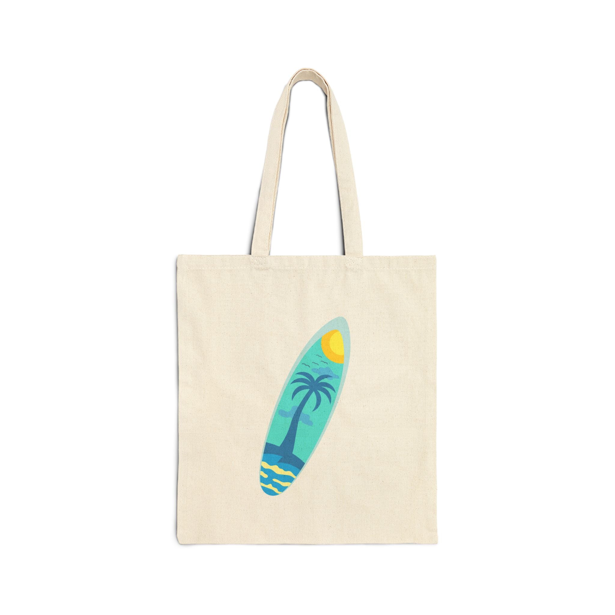 California Paradise Tote Bag  Beach Surf Canvas Tote (Palm Trees, Surfboard)
