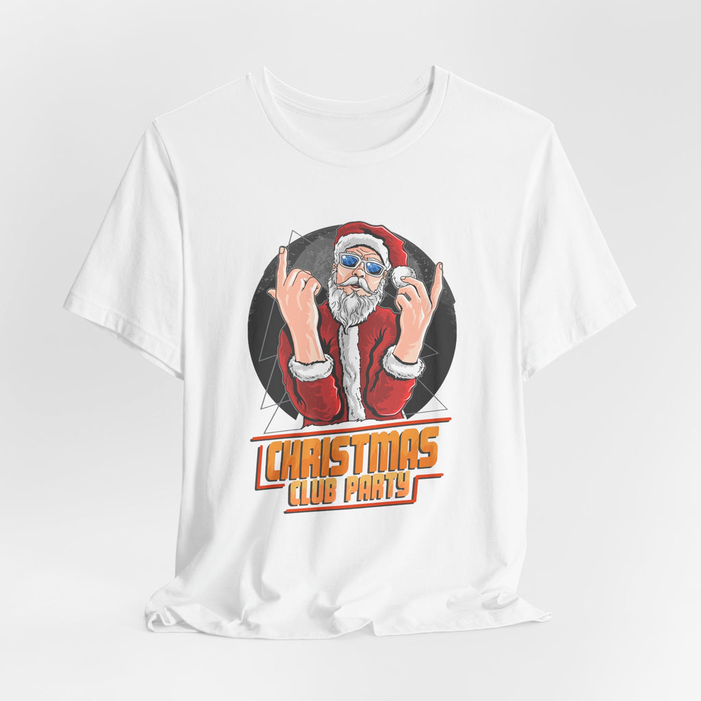 Santa Rocker Christmas Club Party Tee  Retro Holiday Graphic