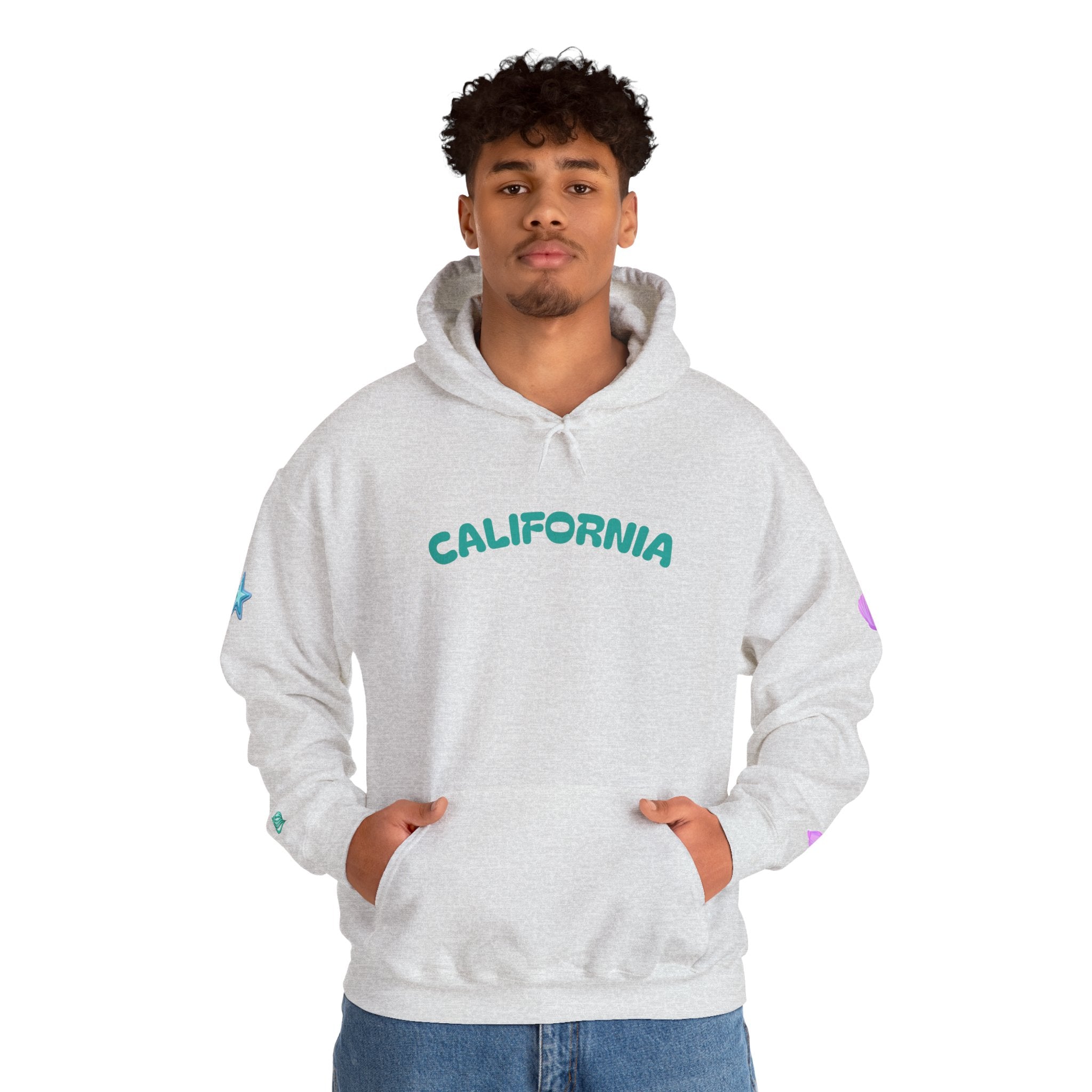 California Palm Tree Hoodie | Beach Island Graphic, Sleeve Icons