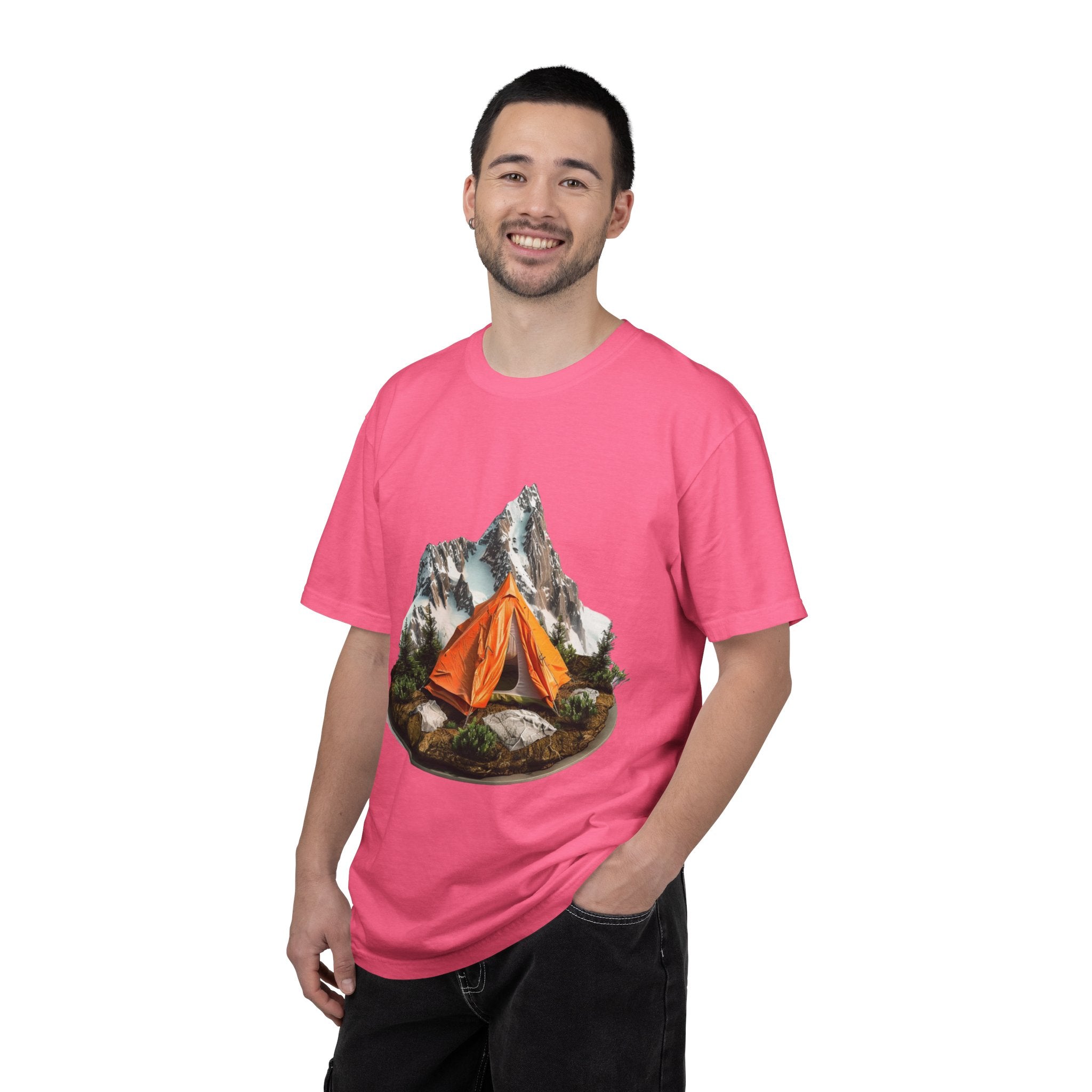 Mountain Camping Tent T-Shirt  Orange Tent Campsite Graphic