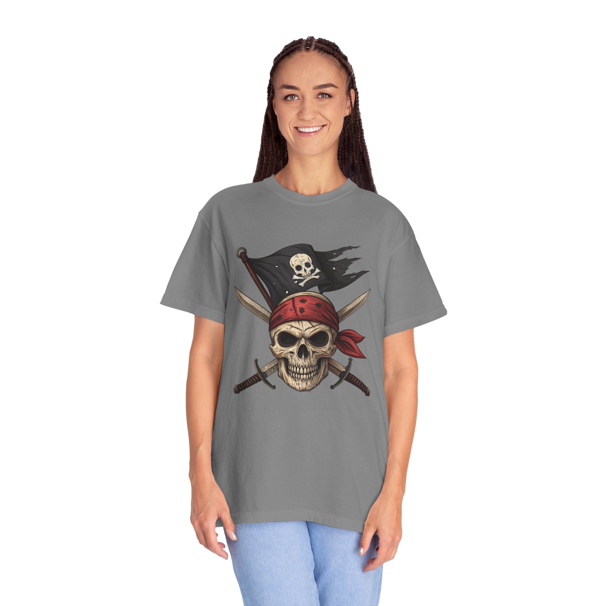 Pirate Skull T-Shirt Jolly Roger Bandana Graphic Tee