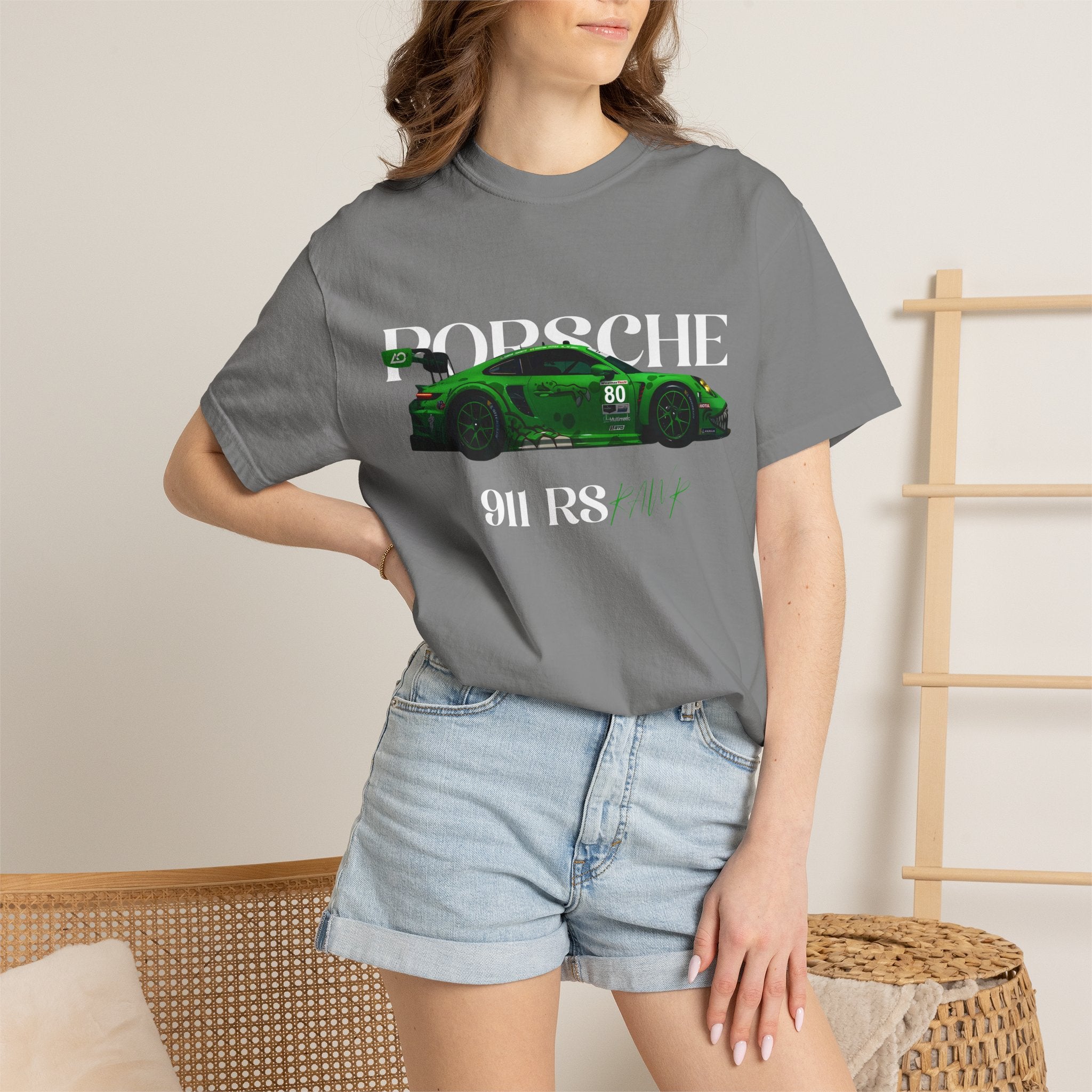 Porsche 911 RS Racing Tee  Green GT Car Graphic T-Shirt