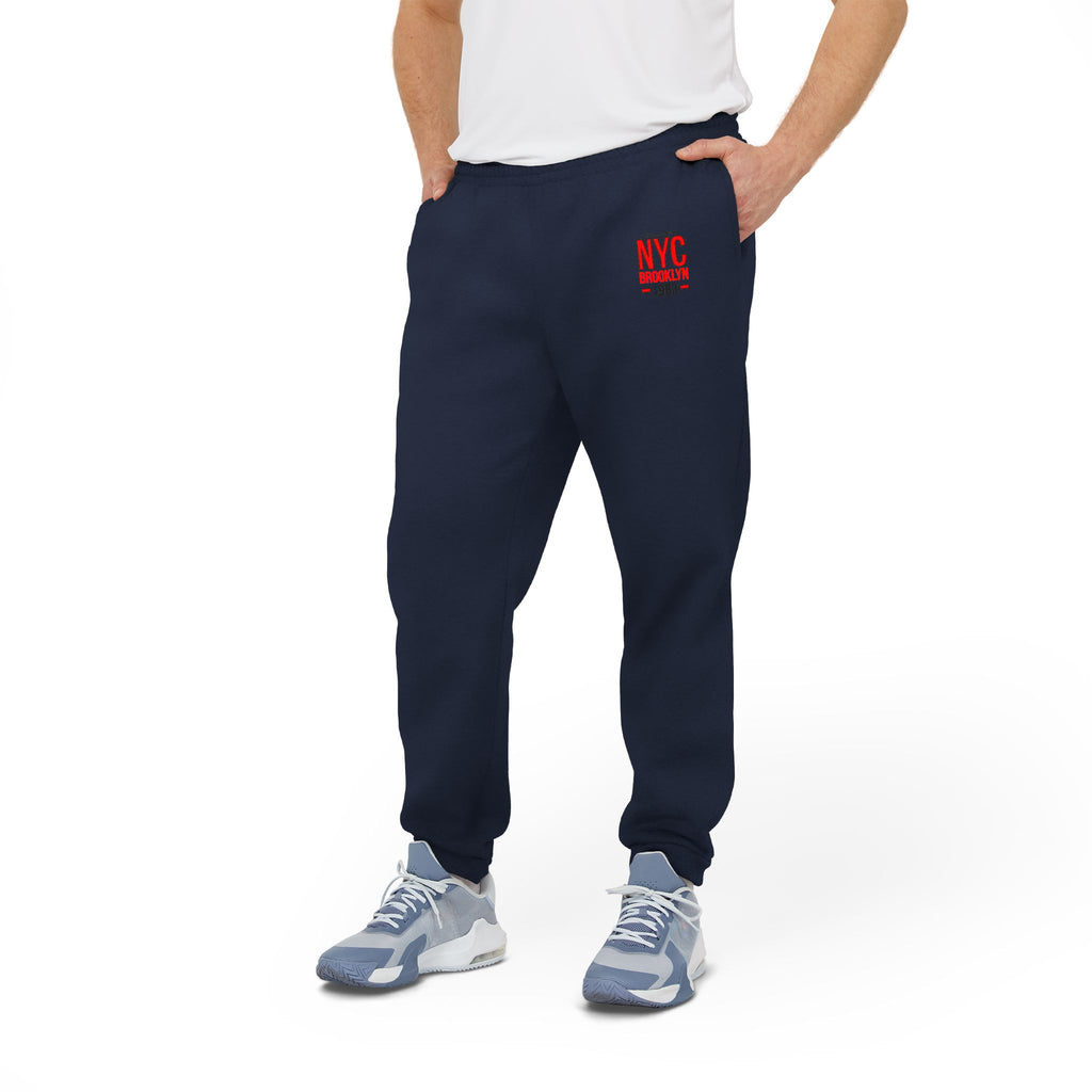 Fleece Joggers Cozy Grey Adidas-Style Sweatpants with Small Red Logo