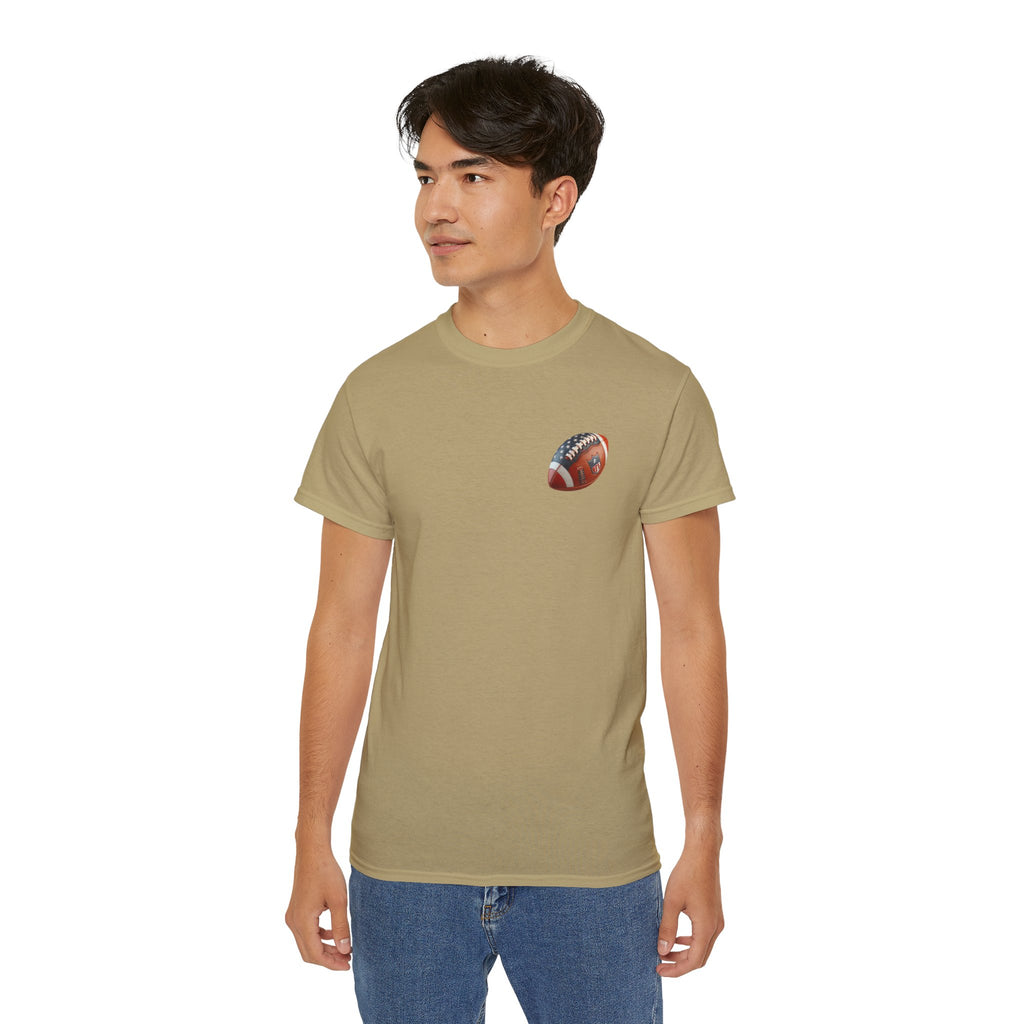 Football Helmet & Ball Graphic Tee  Vintage Red Helmet Short-Sleeve Shirt
