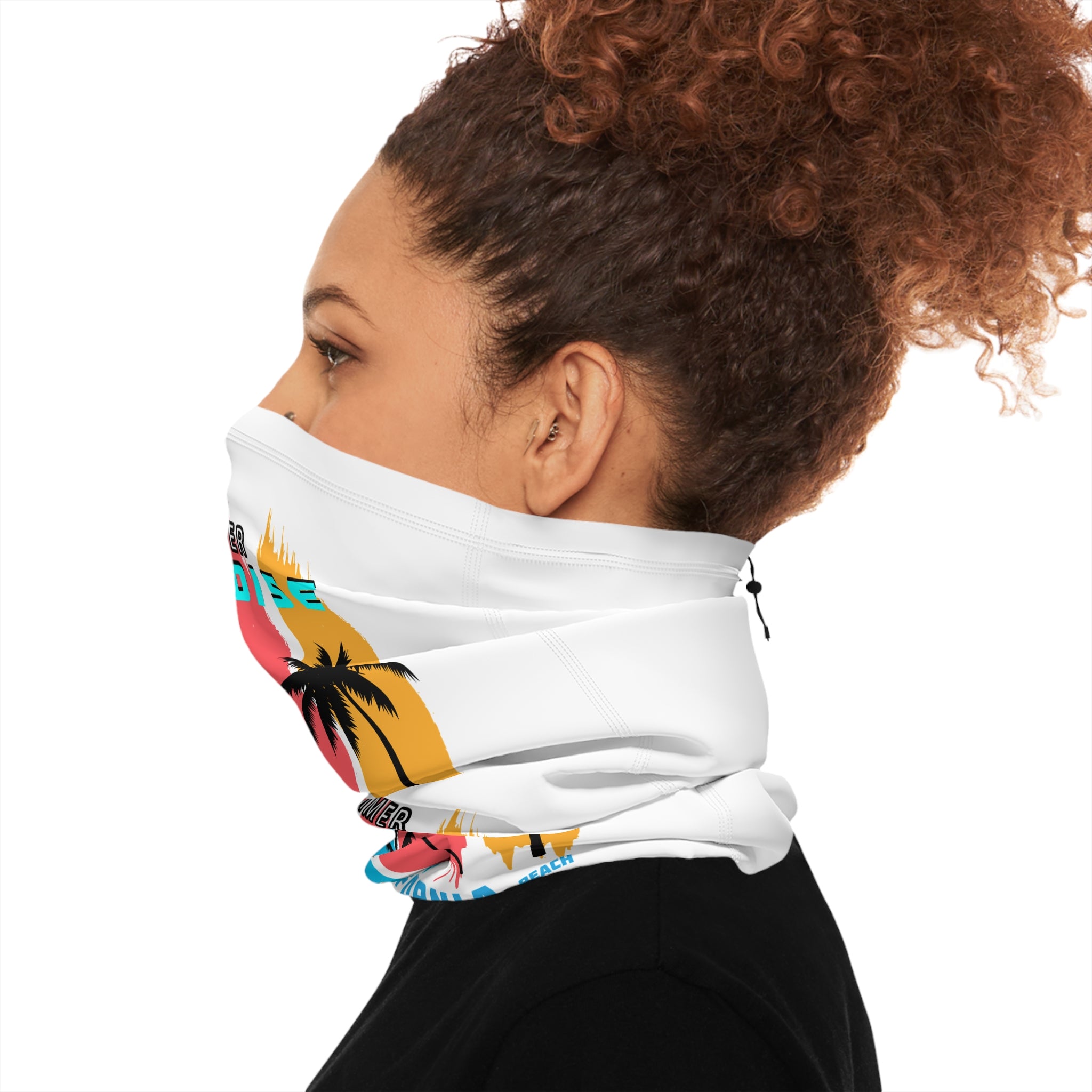 California Summer Paradise Neck Gaiter Palm Tree Beach Face Cover with Drawstring