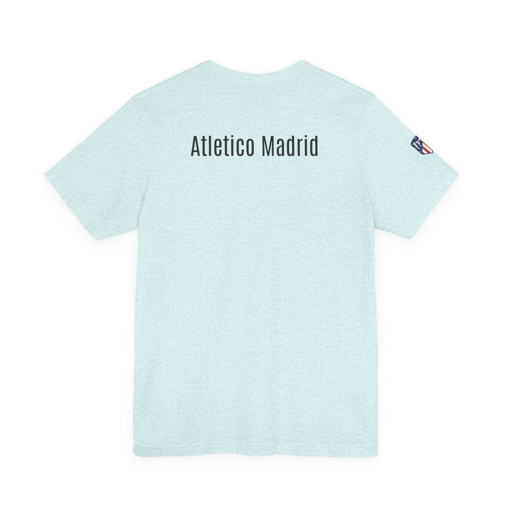 Atletico Madrid Shield T-Shirt Front Chest & Sleeve Logo Soccer Tee