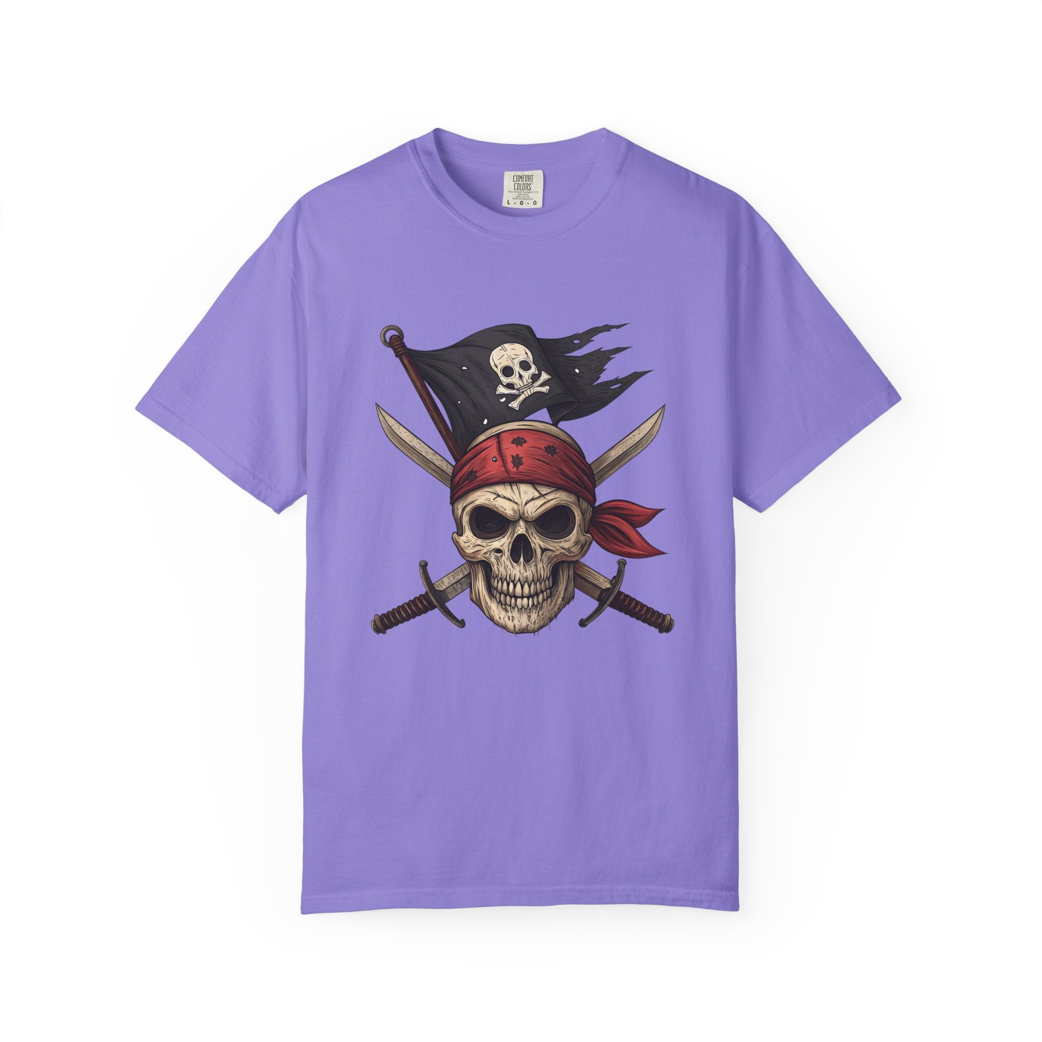 Pirate Skull T-Shirt Jolly Roger Bandana Graphic Tee
